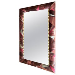 Einzigartiger französischer Spiegel aus Stroh und Messing mit Intarsien, La Vie en Rose