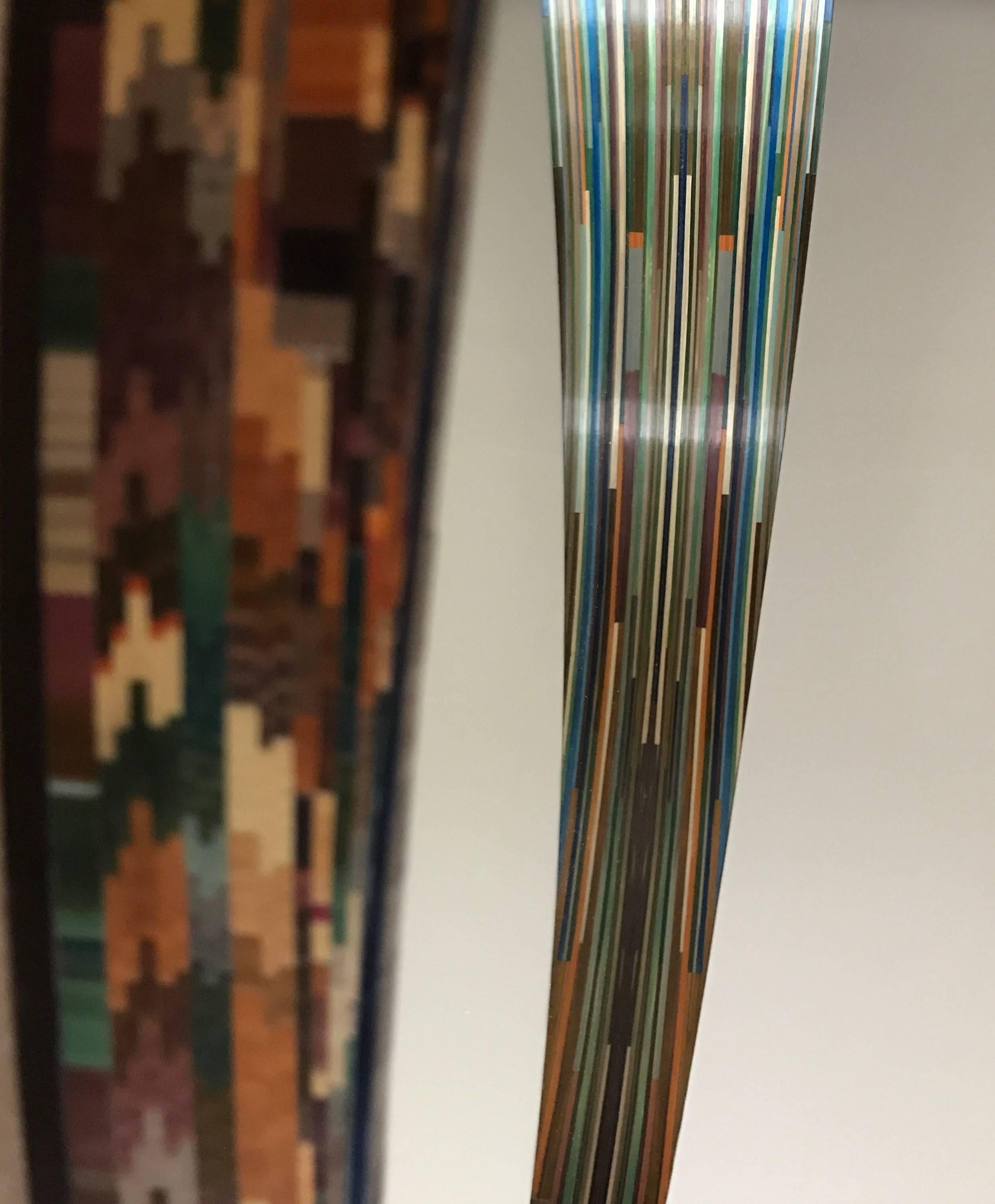 Unique French Straw Marquetry Multi-Color Mirror In New Condition In Paris, FR