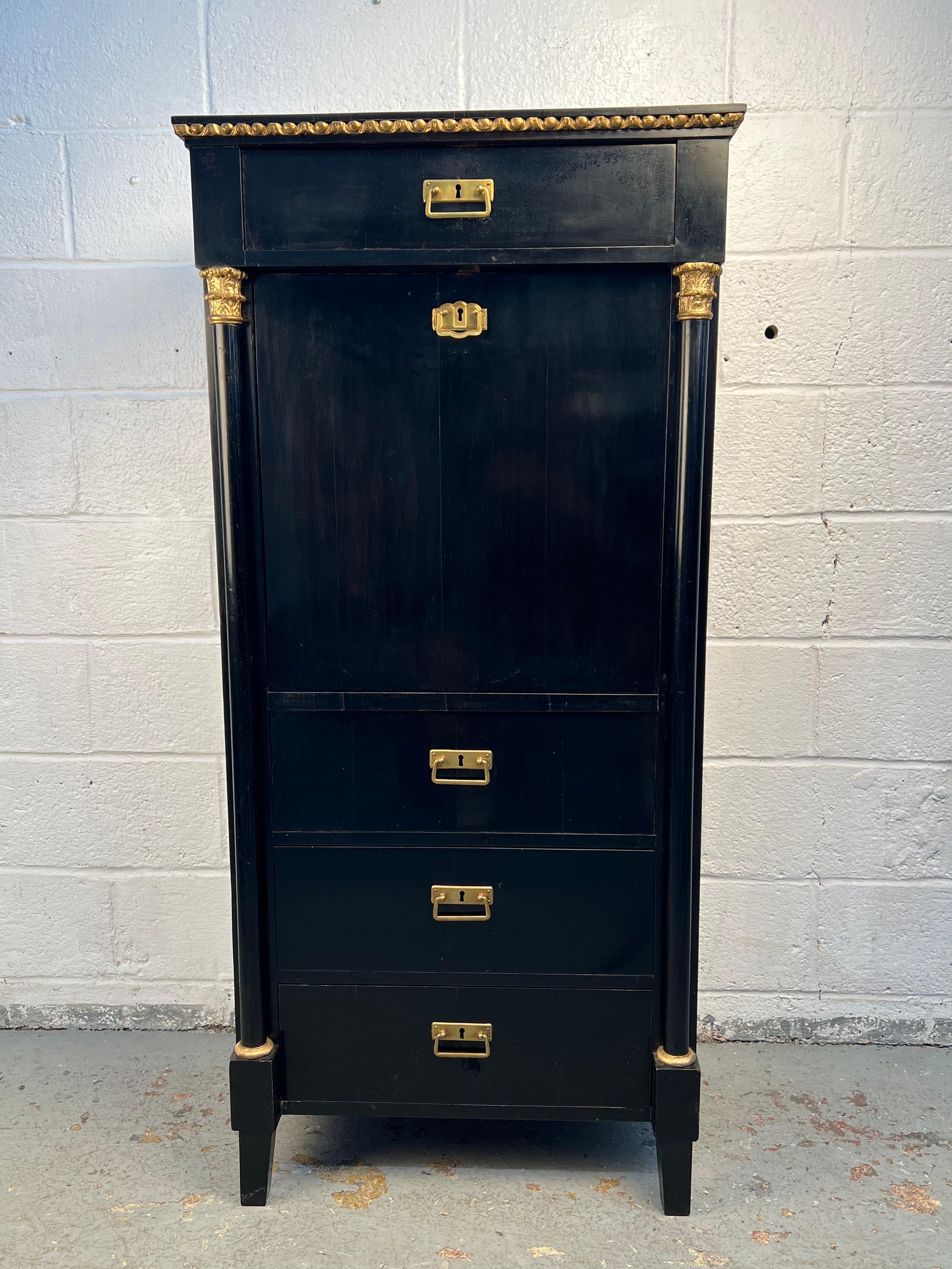 French Provincial Unique French Style Ebonized Secretary For Sale