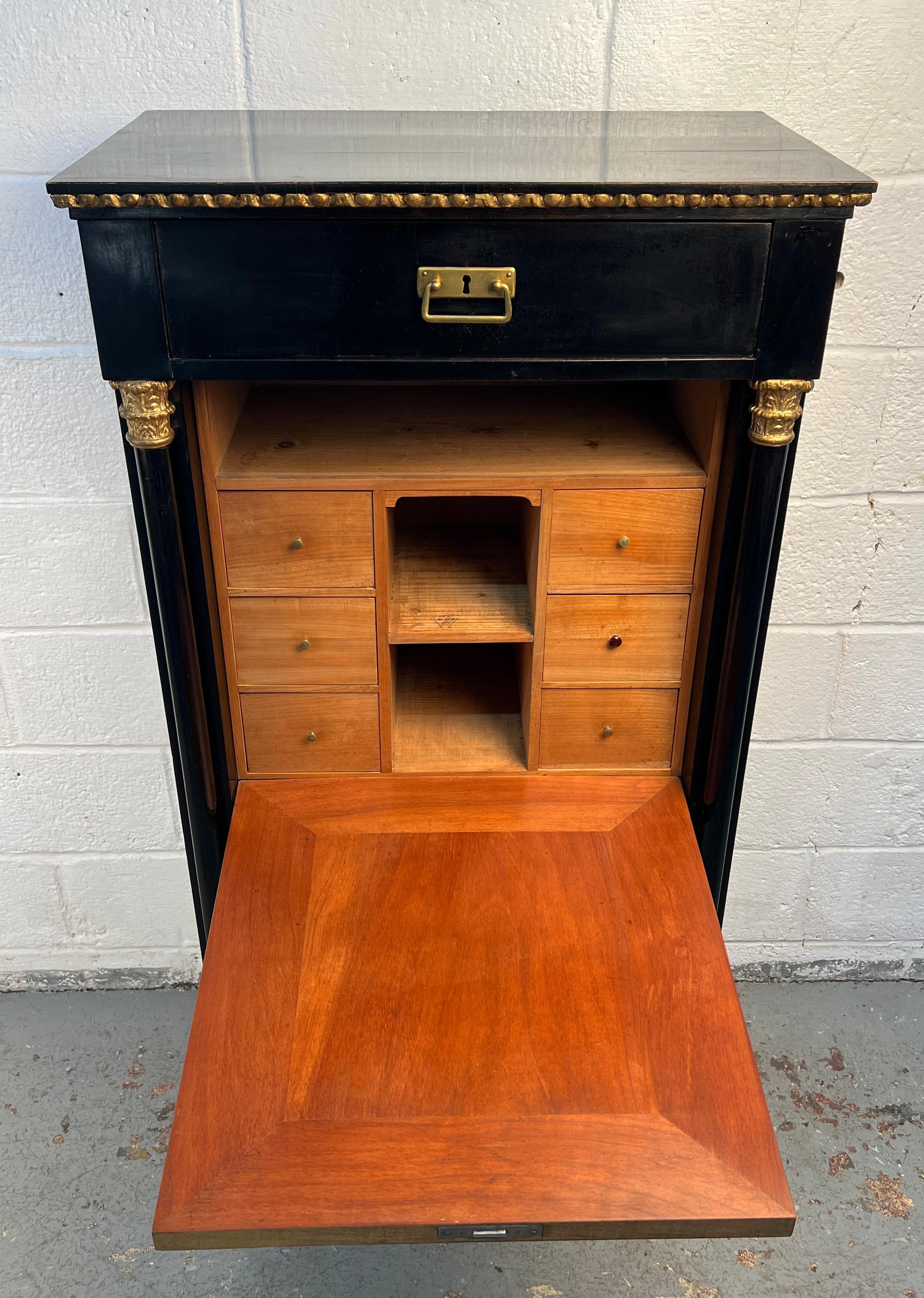 20th Century Unique French Style Ebonized Secretary For Sale
