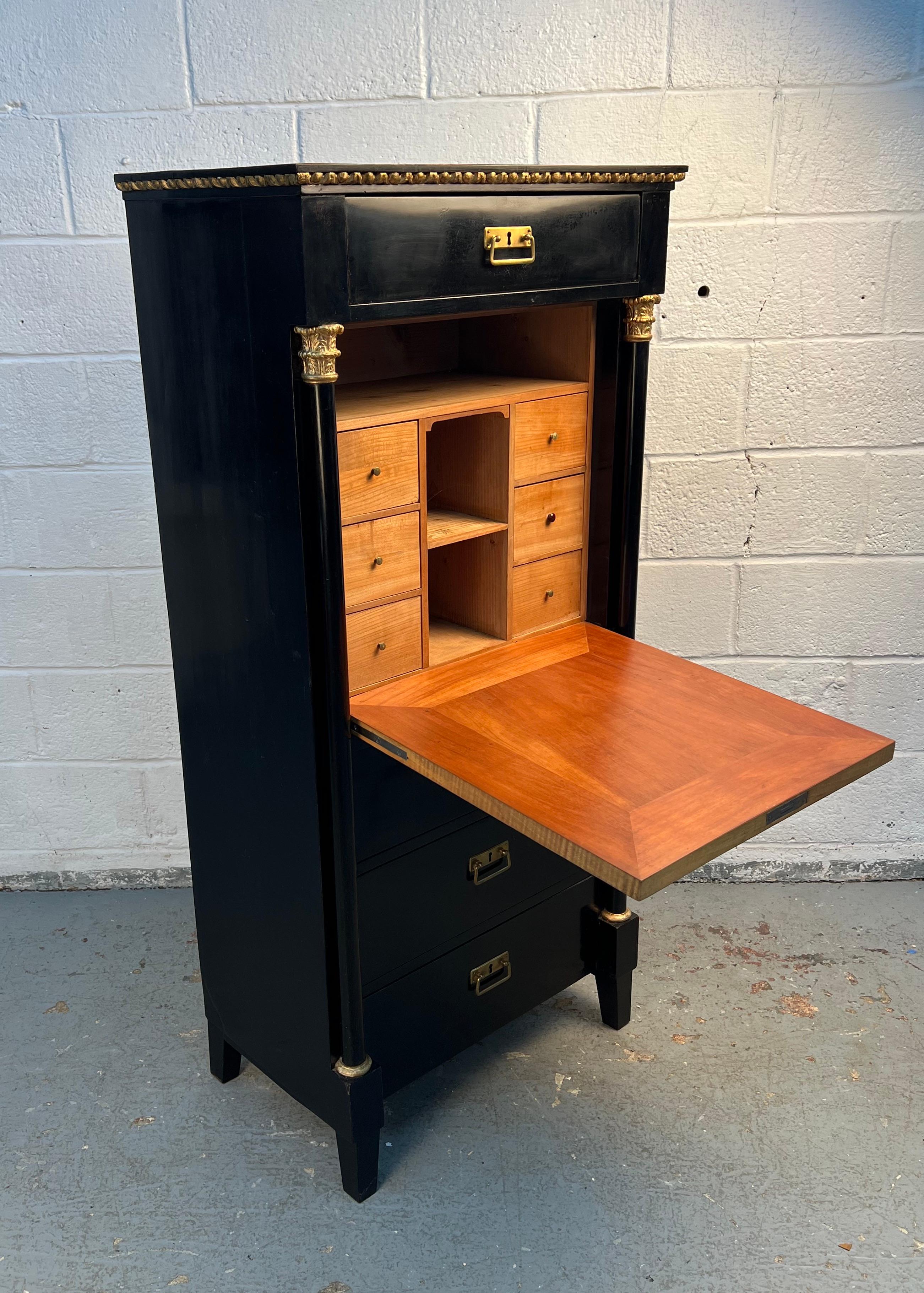 Unique French Style Ebonized Secretary For Sale 1