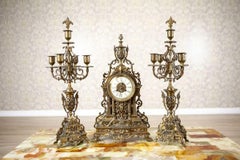 Unique French-Style Mantel Clock With Candelabras, Early 20th Century