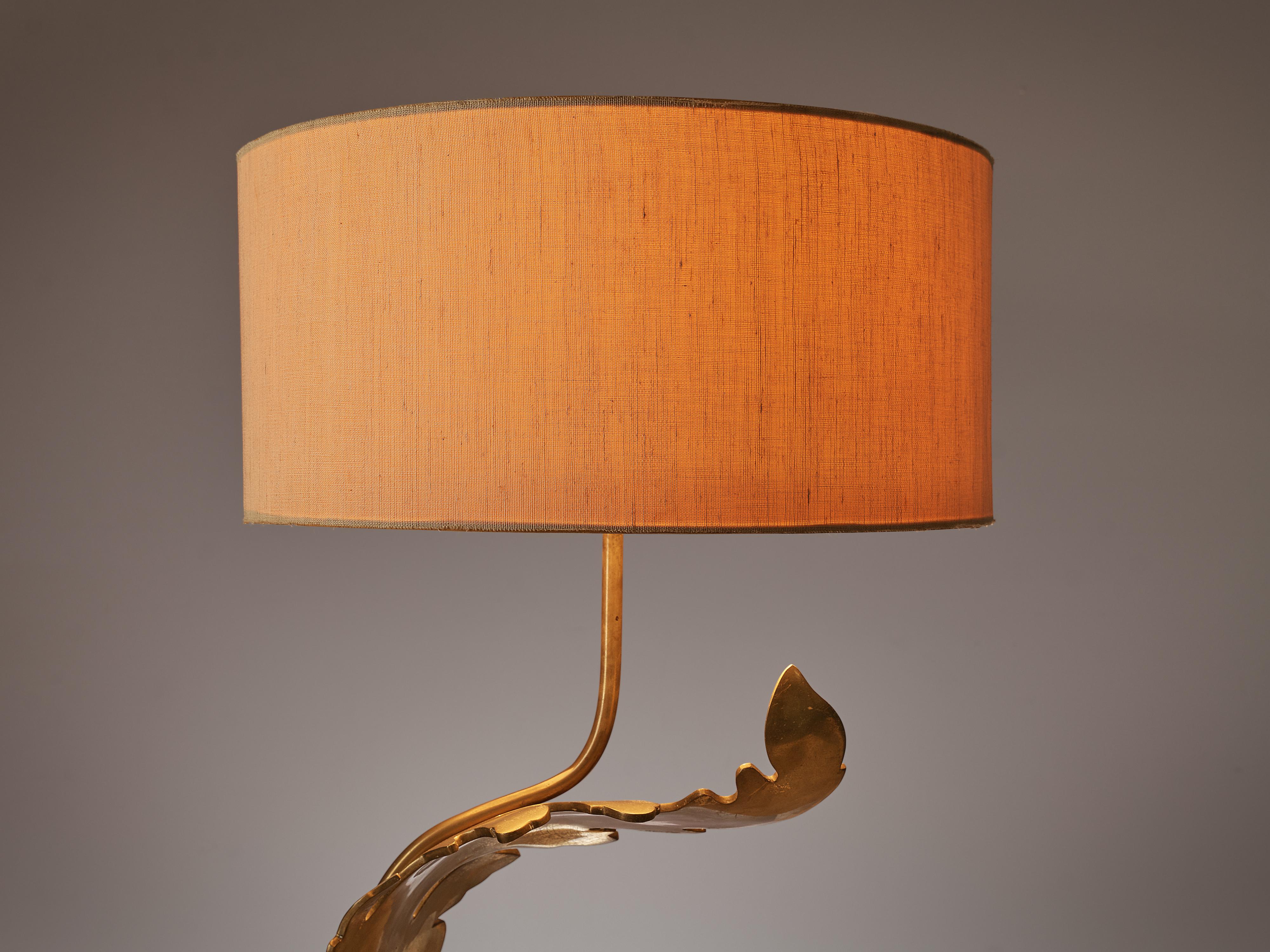 Mid-Century Modern Unique French Table Lamp with Leaf Detail