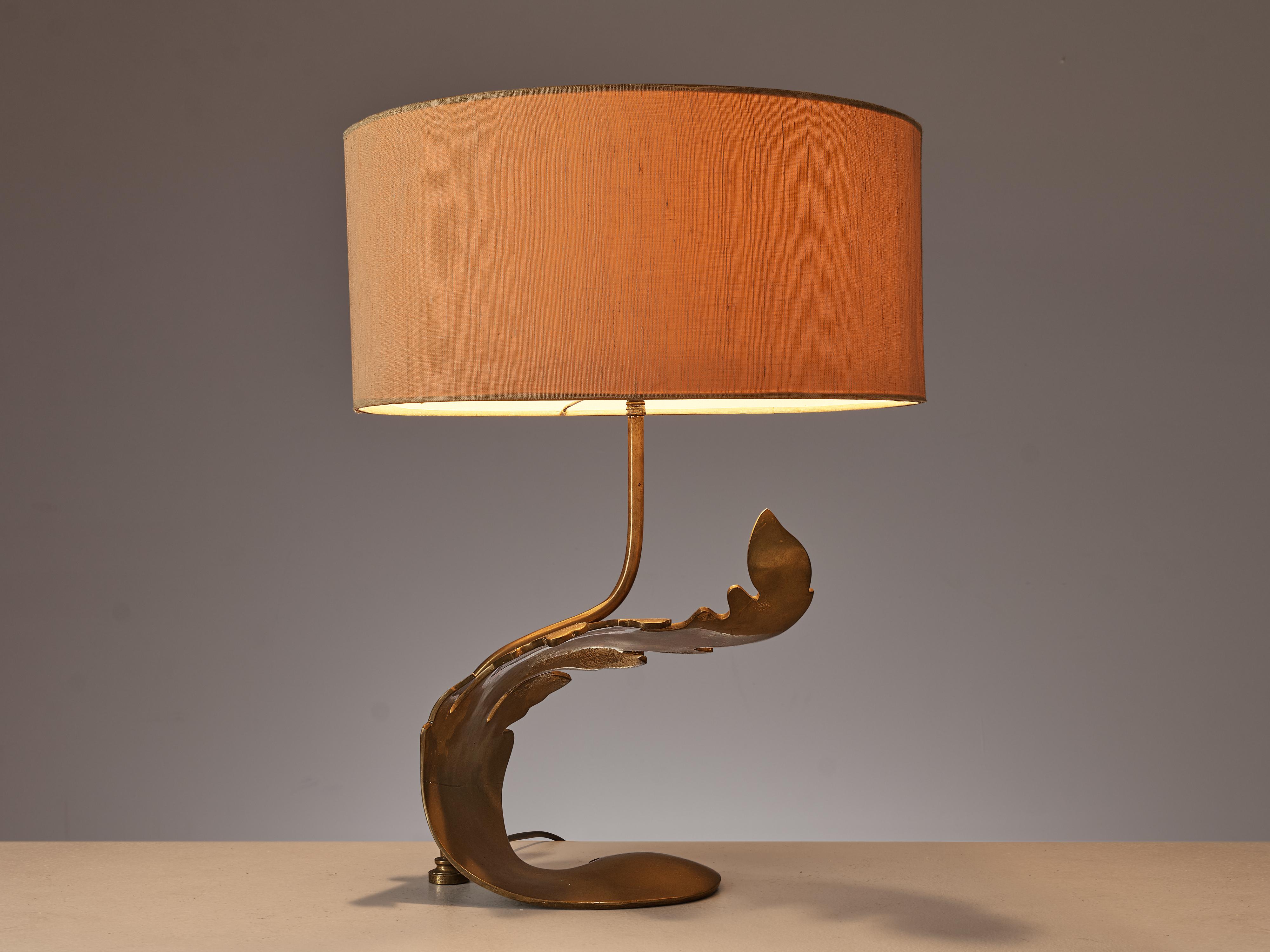 Late 20th Century Unique French Table Lamp with Leaf Detail