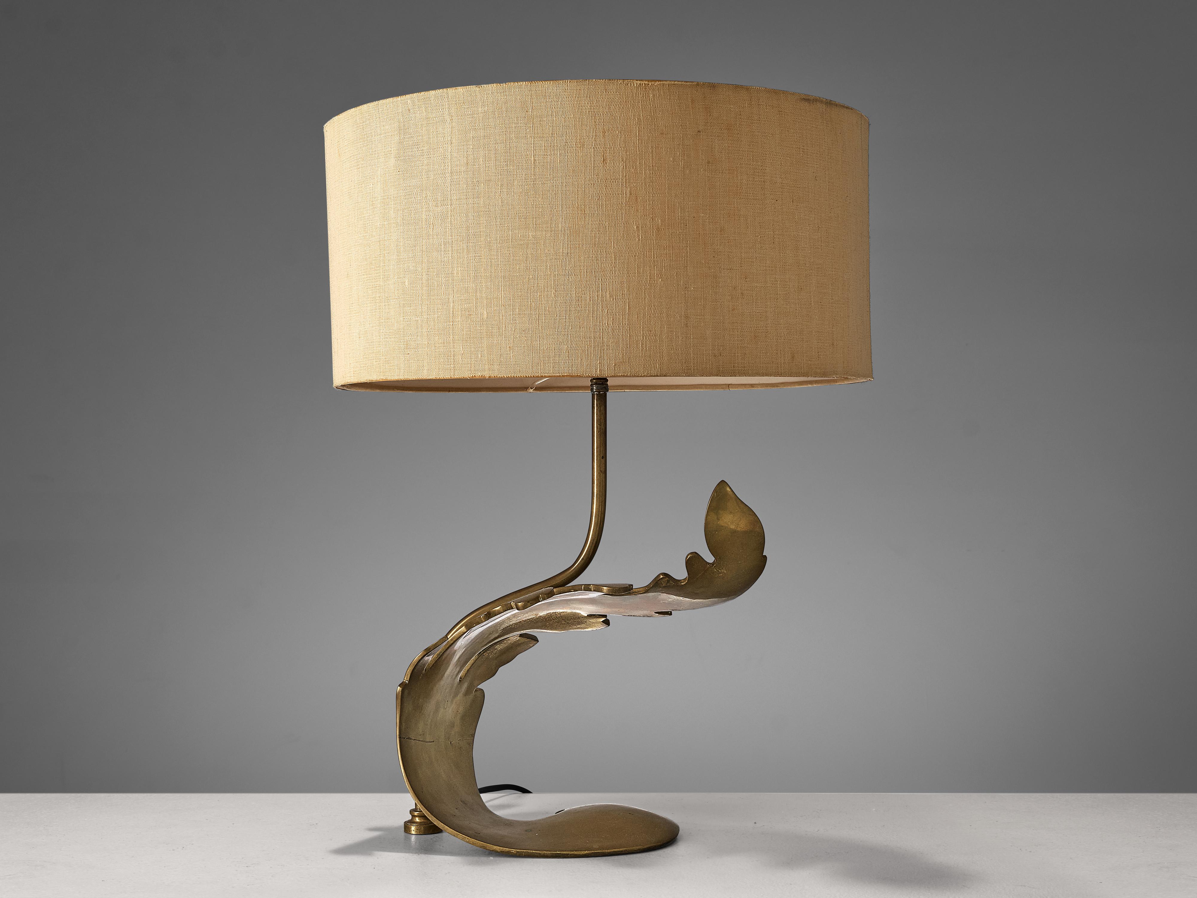 Unique French Table Lamp with Leaf Detail 1