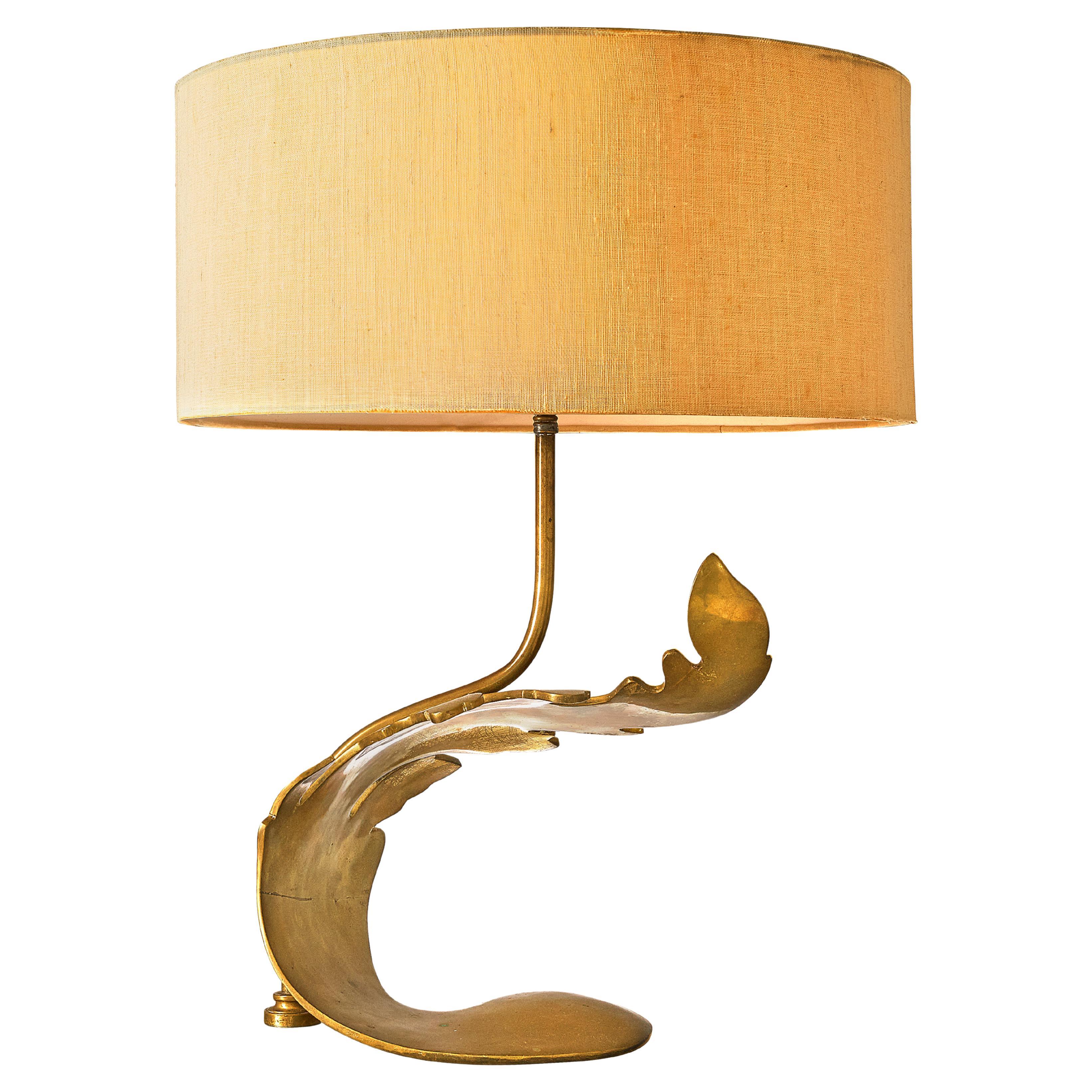 Unique French Table Lamp with Leaf Detail
