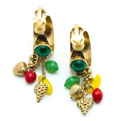 Einzigartige französische Vintage-Ohrclips mit Obstgläsern aus Glaspastell, 60er Jahre