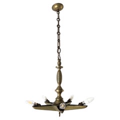 Unique Full Brass Star Design Church Chandelier, 1940s, France