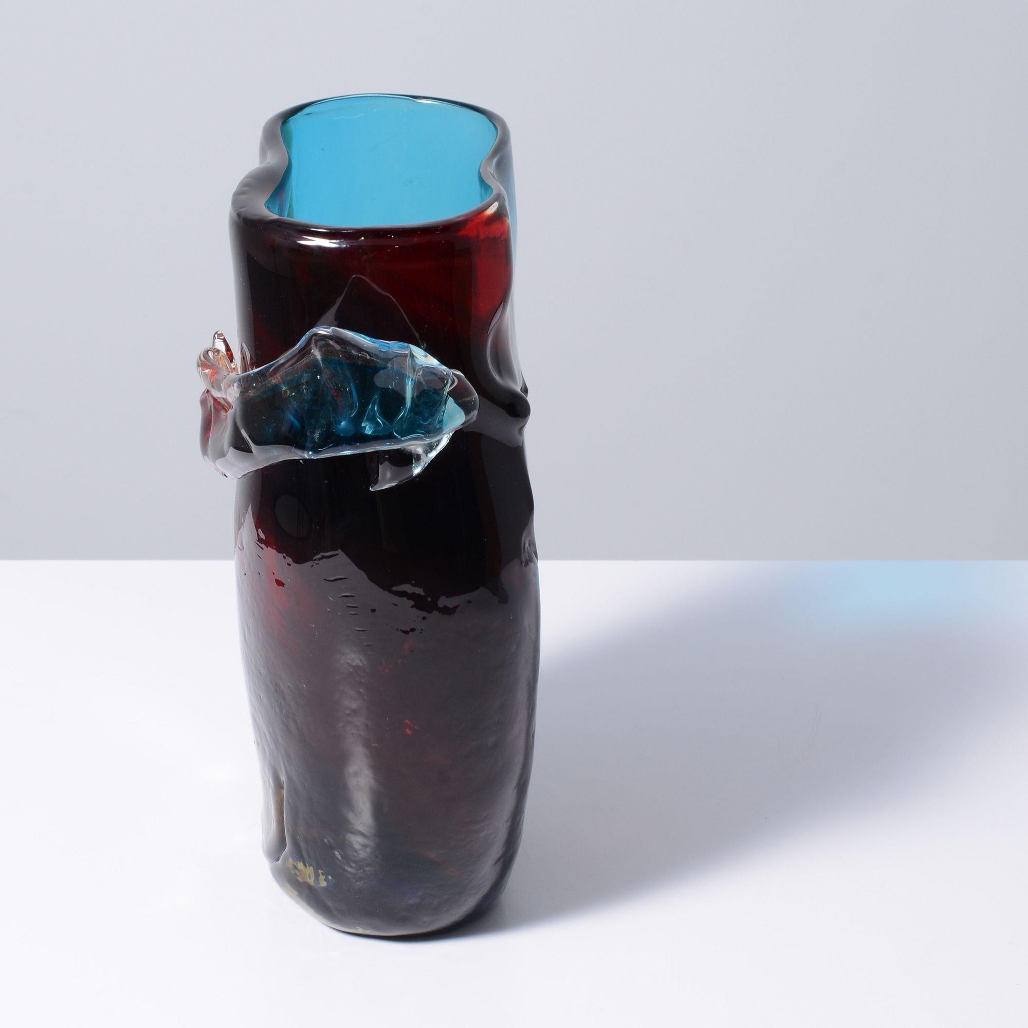 Einzigartige Fulvio Bianconi-Vase mit Henkel, 13,75