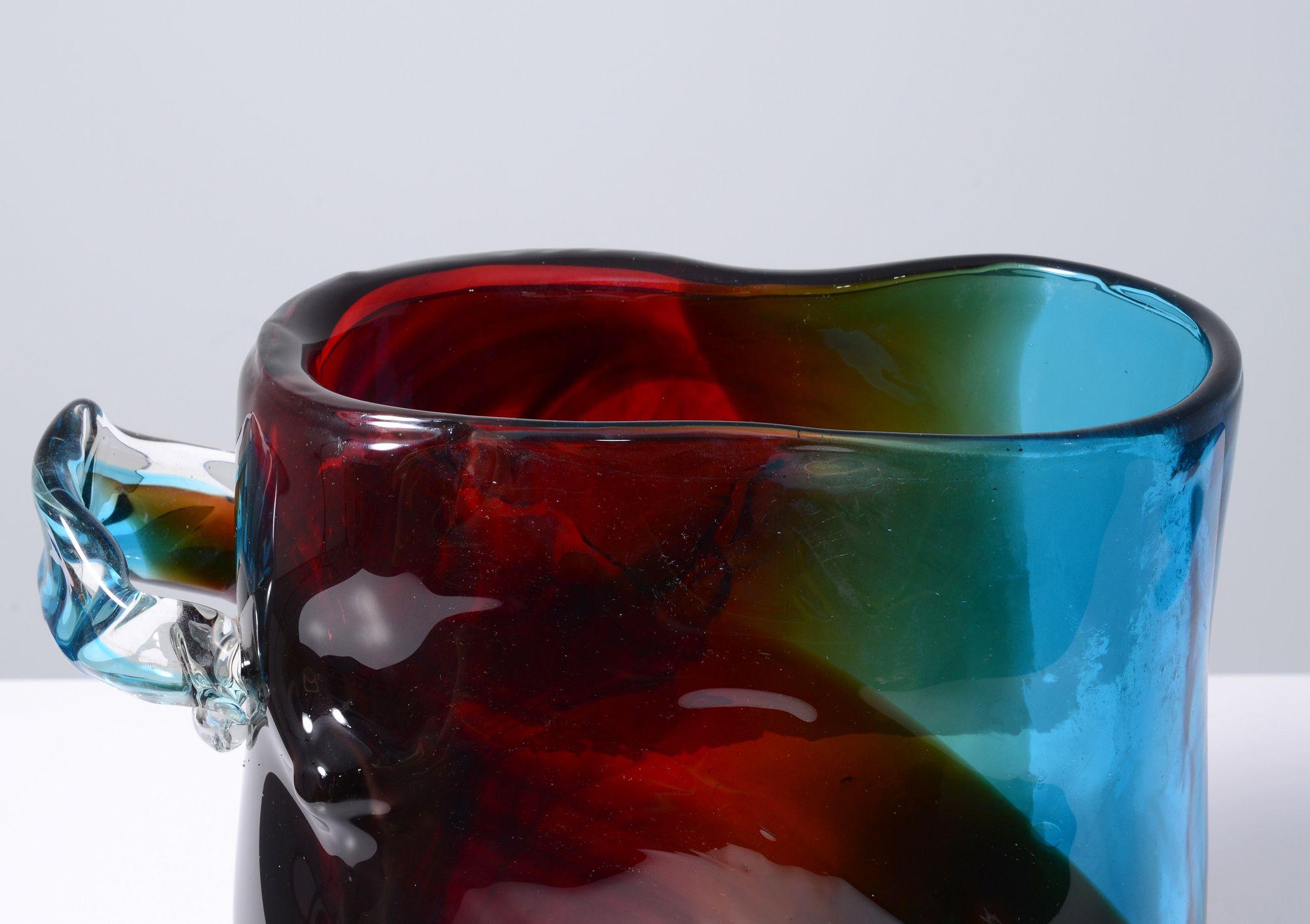 Einzigartige Fulvio Bianconi-Vase mit Henkel, 13,75