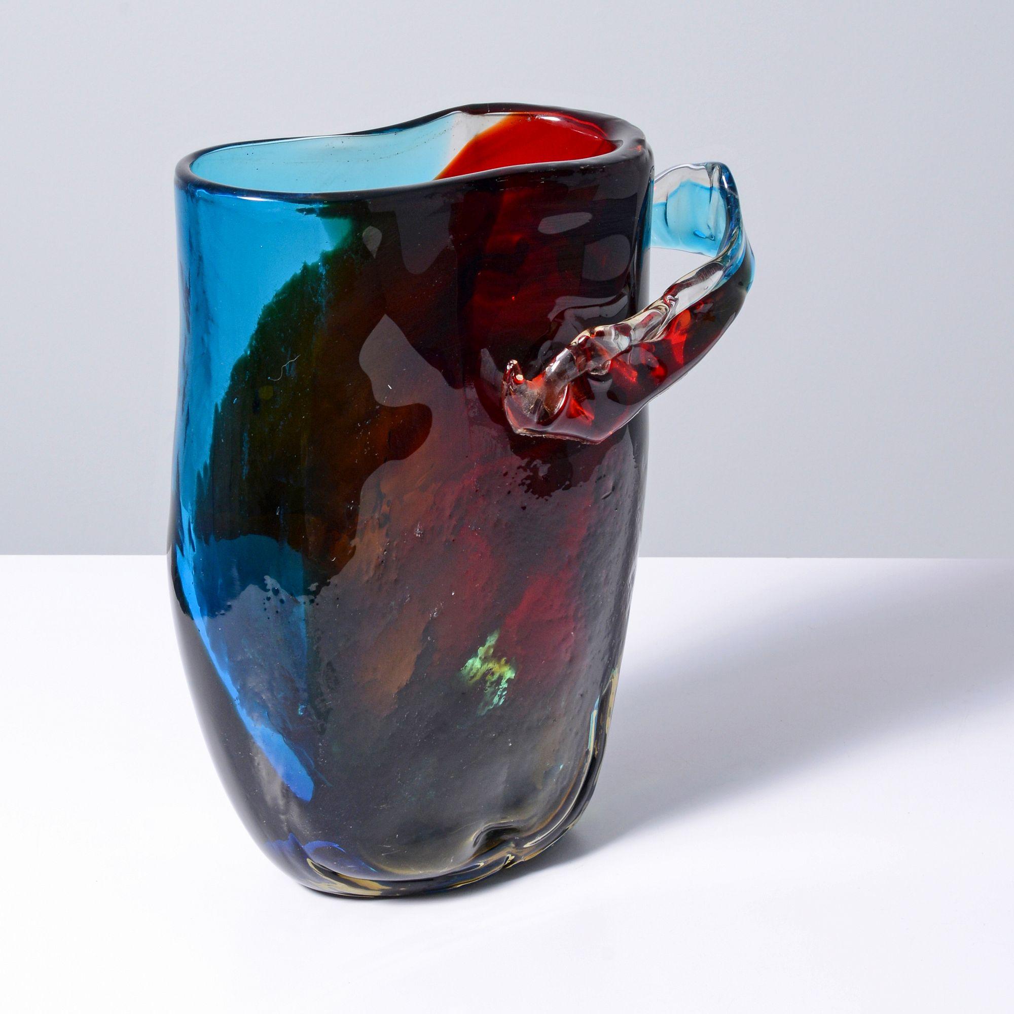 Einzigartige Fulvio Bianconi-Vase mit Henkel, 13,75
