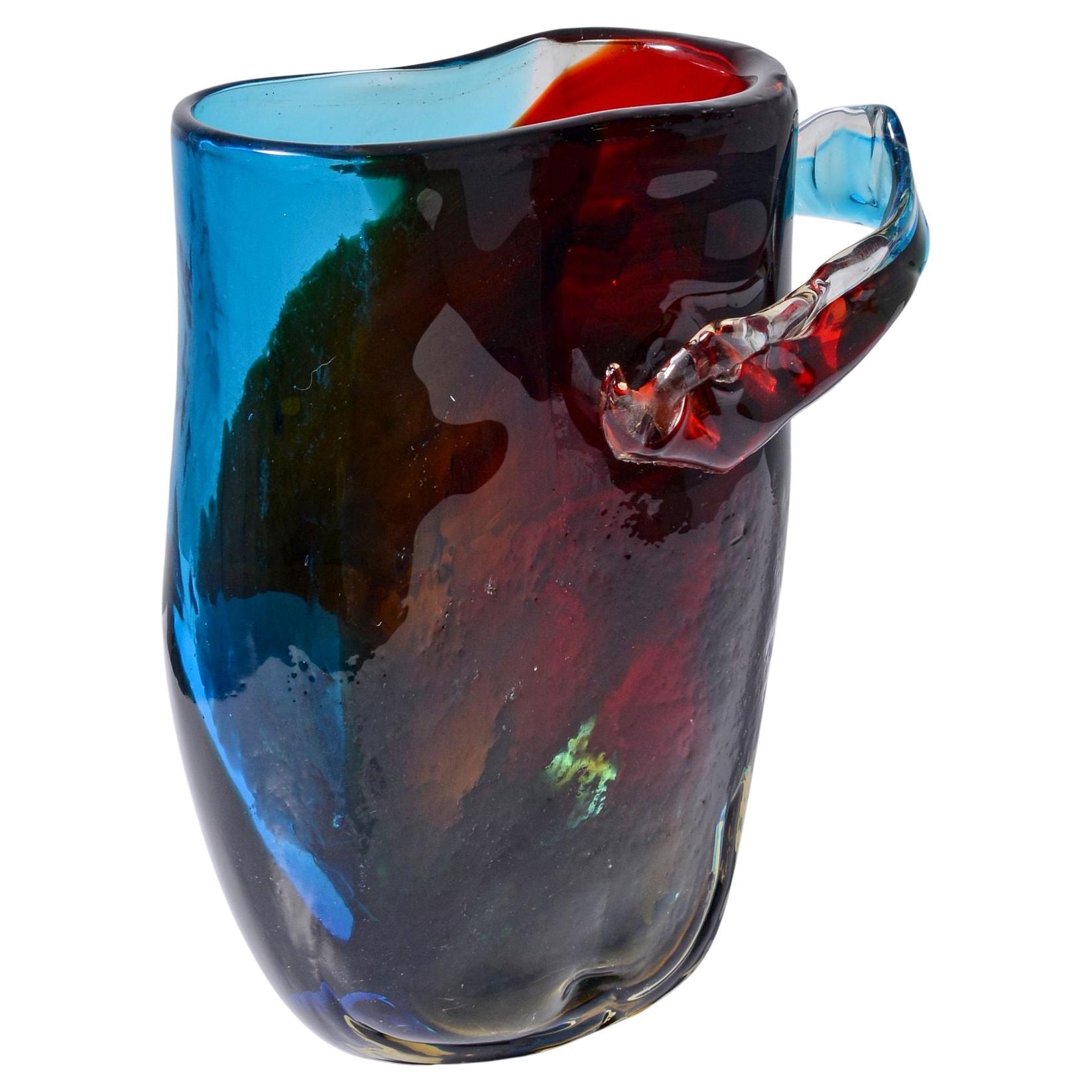 Unico vaso con manico di Fulvio Bianconi, 13.75 "H., Murano