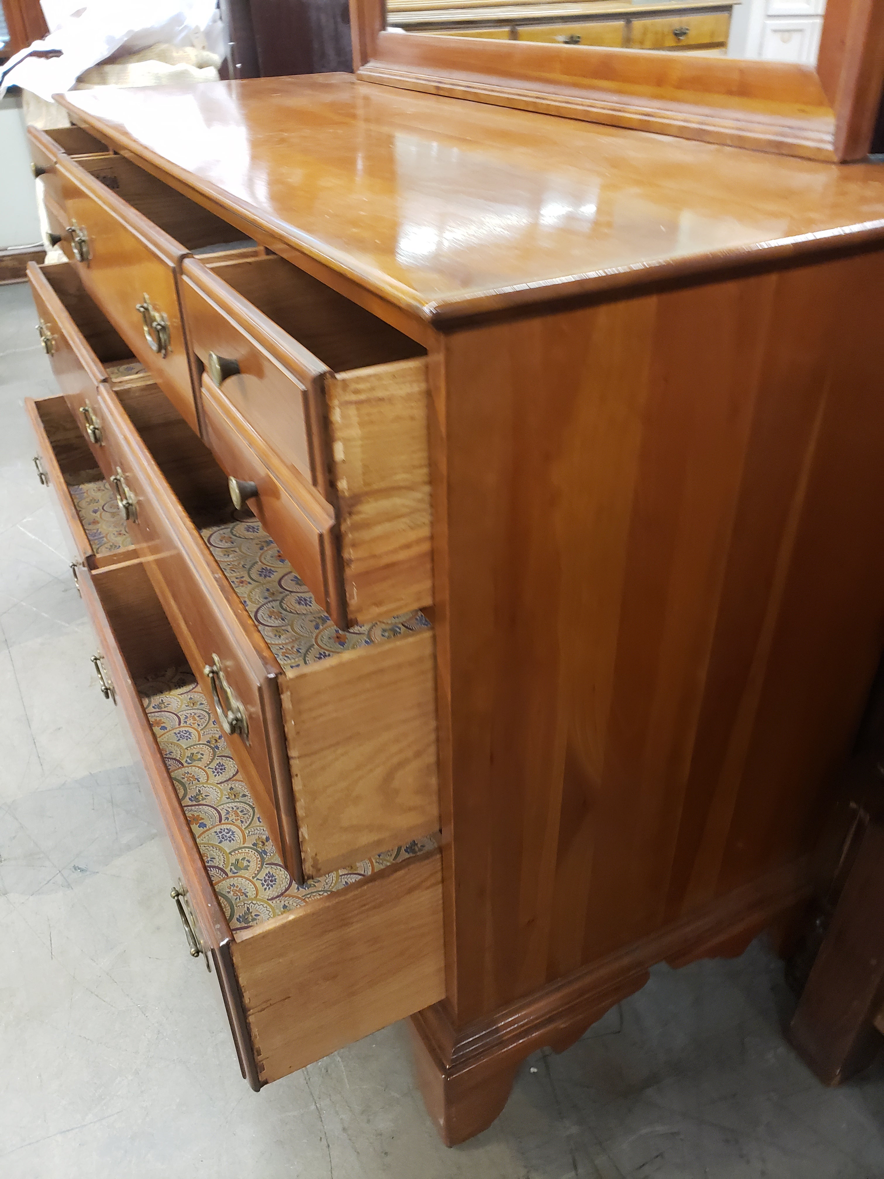 Chippendale Unique Furniture Makers Double Dresser with Mirror  For Sale