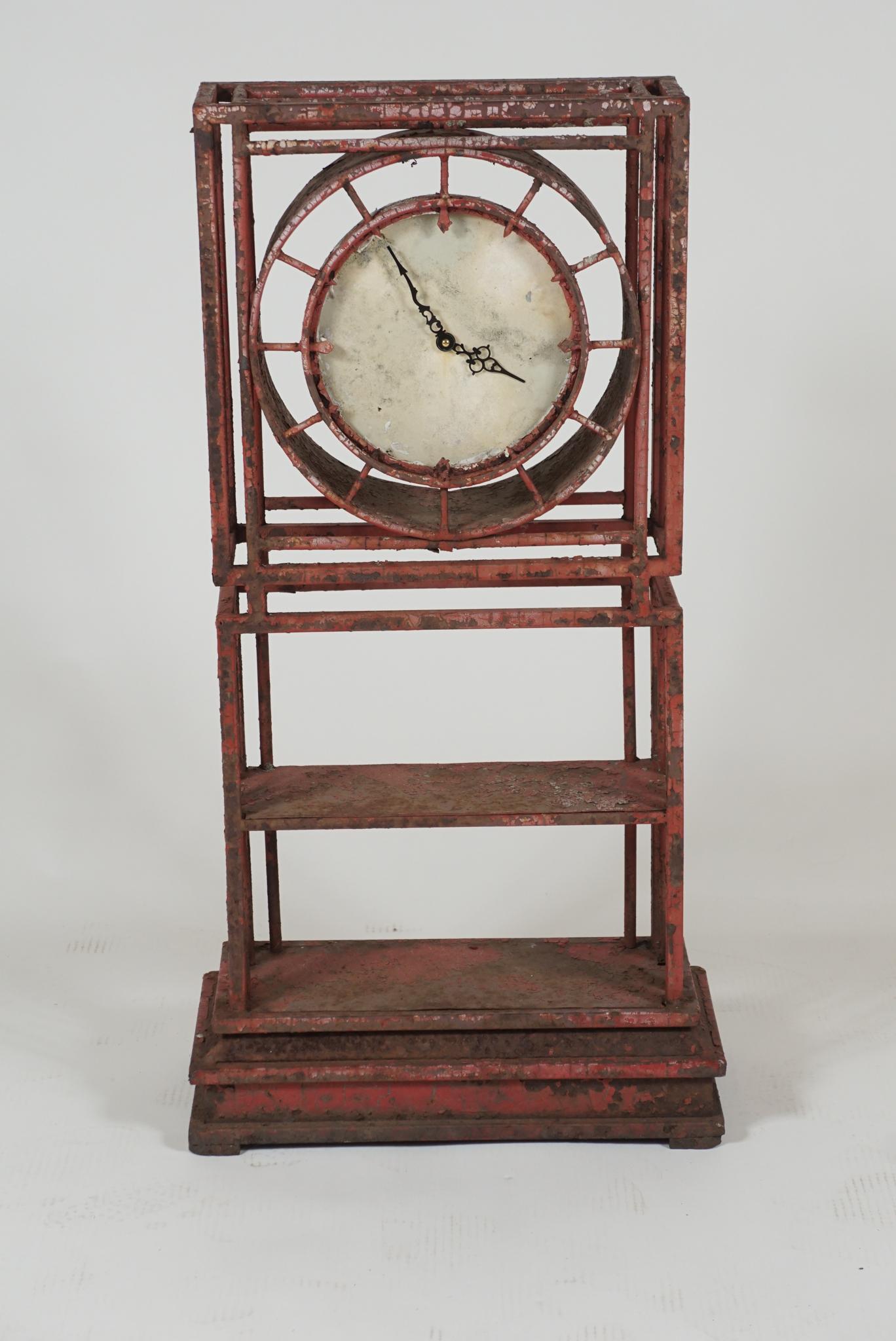 Art Deco Unique Garden Clock in Original Paint For Sale
