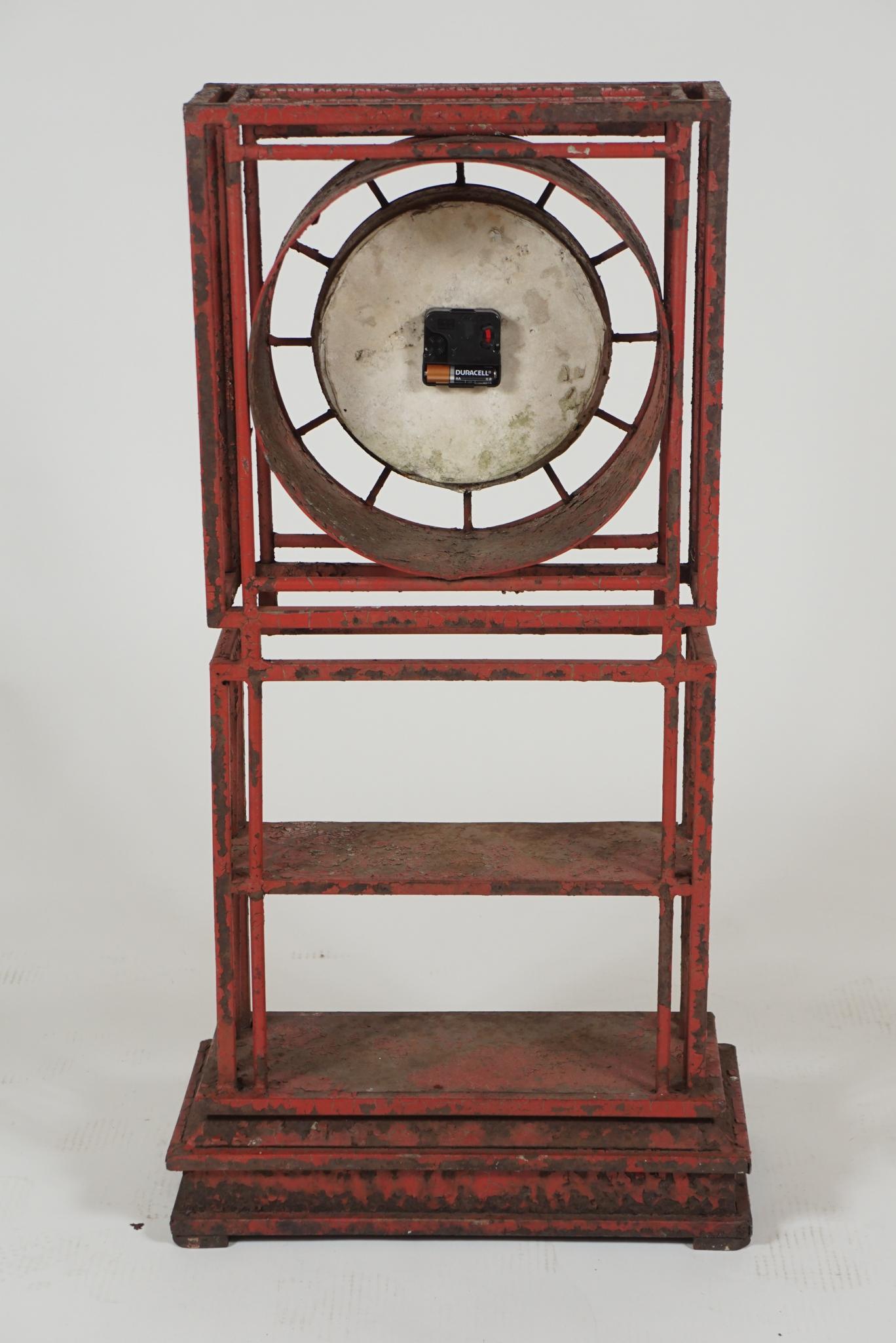 Hand-Crafted Unique Garden Clock in Original Paint For Sale