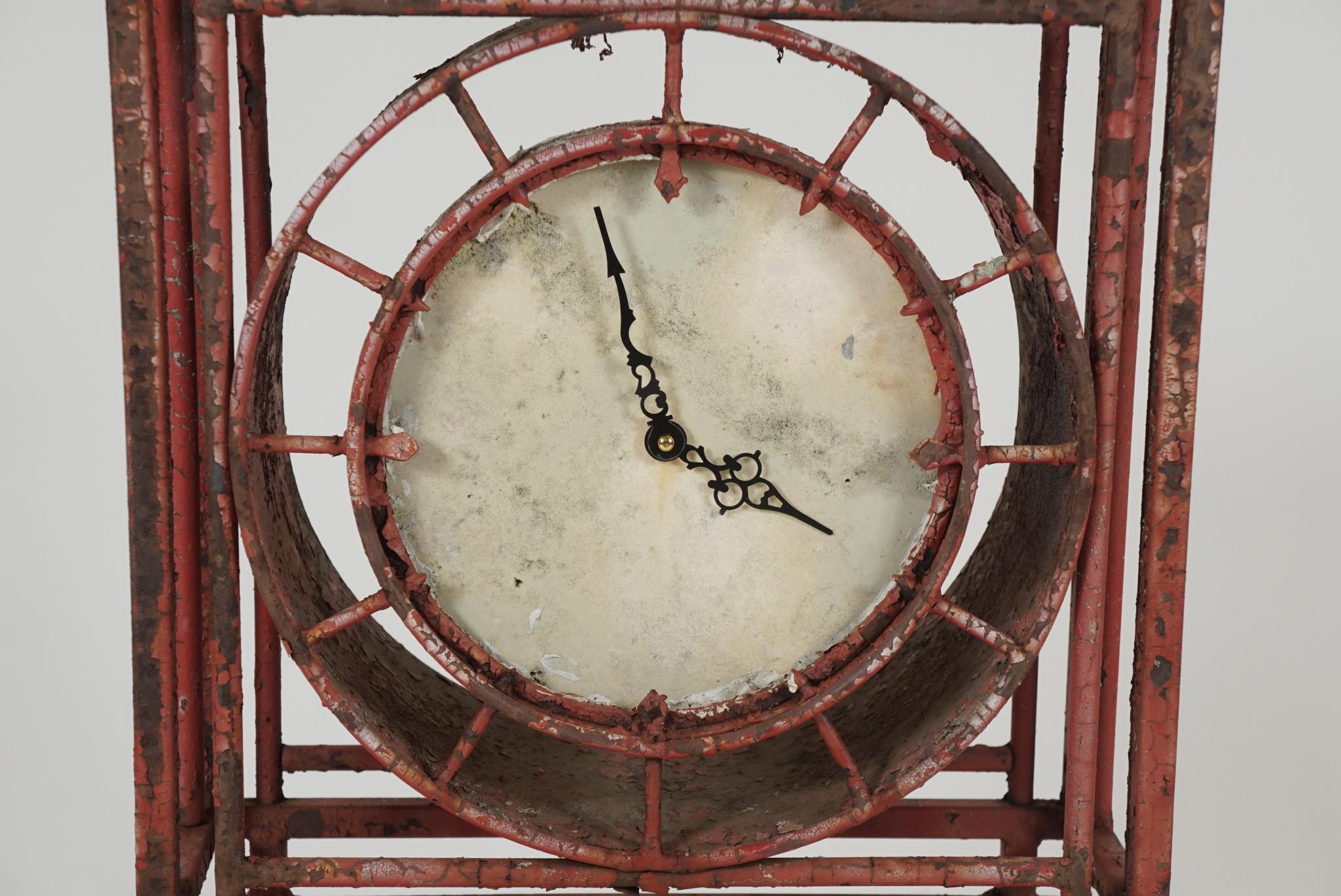 Unique Garden Clock in Original Paint In Fair Condition For Sale In Hudson, NY