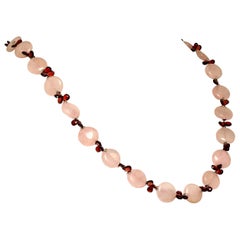 AJD Unique Garnet Briolette and Rose Quartz Necklace