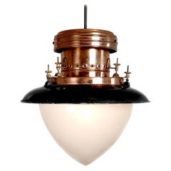 Unique Gas Lamp in Polished Copper and Large Acorn Shade