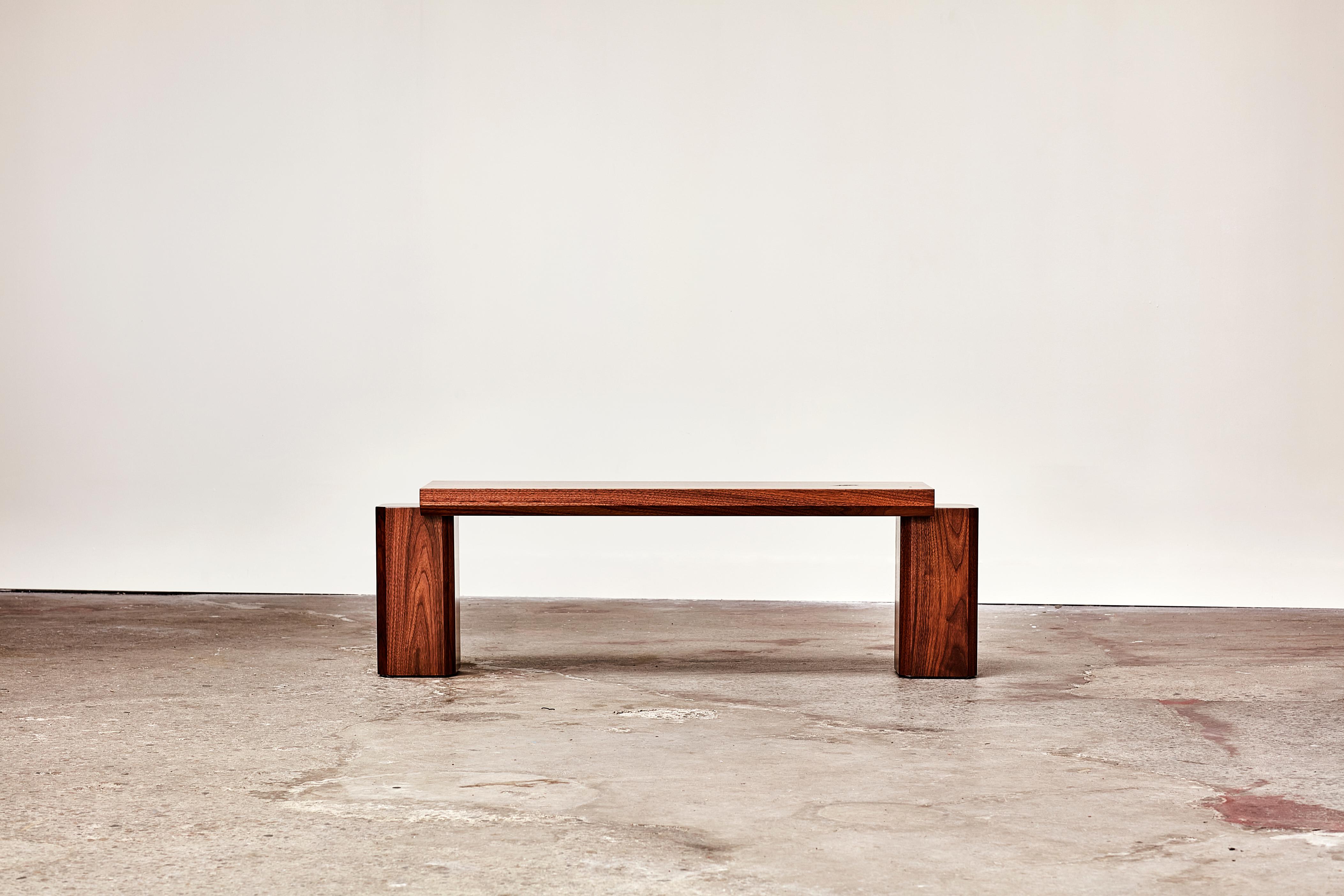 Modern Unique GB402 Walnut Bench Sculpted by Gregory Beson For Sale