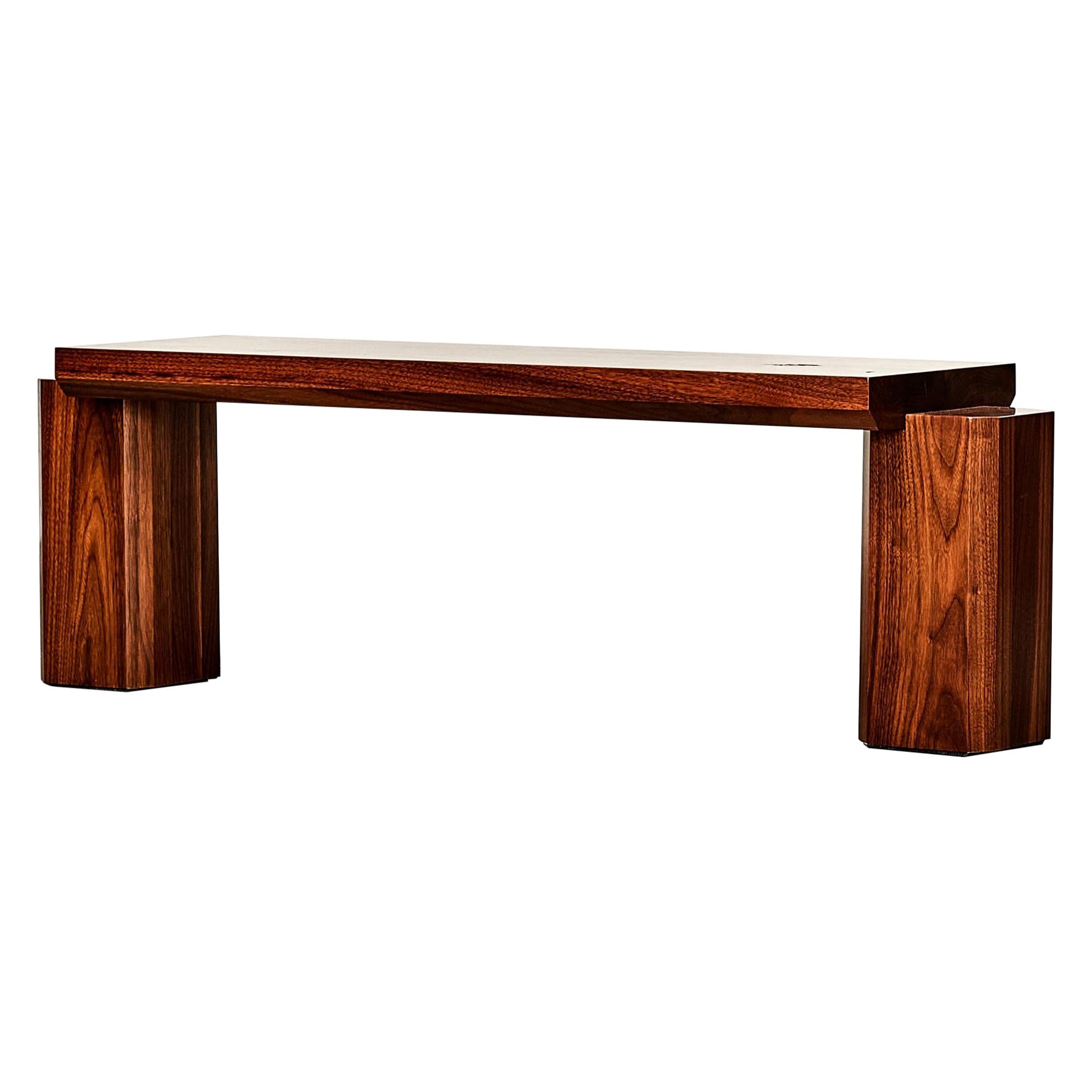 Unique GB402 Walnut Bench Sculpted by Gregory Beson For Sale