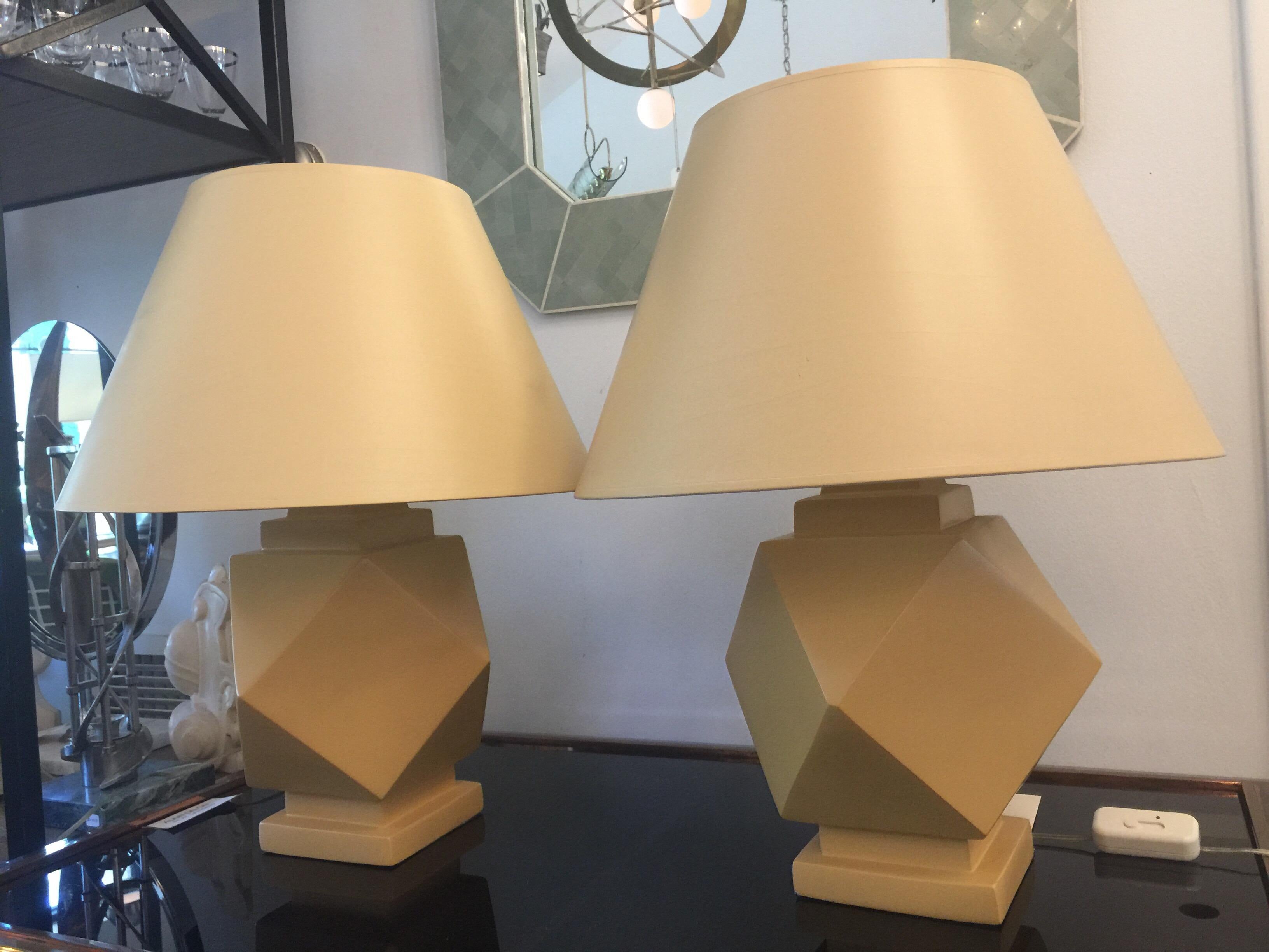 American Unique Geometric Designed Sirmos Table Lamps, Pair