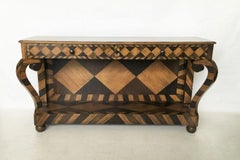 Unique Geometric Marquetry Console Table
