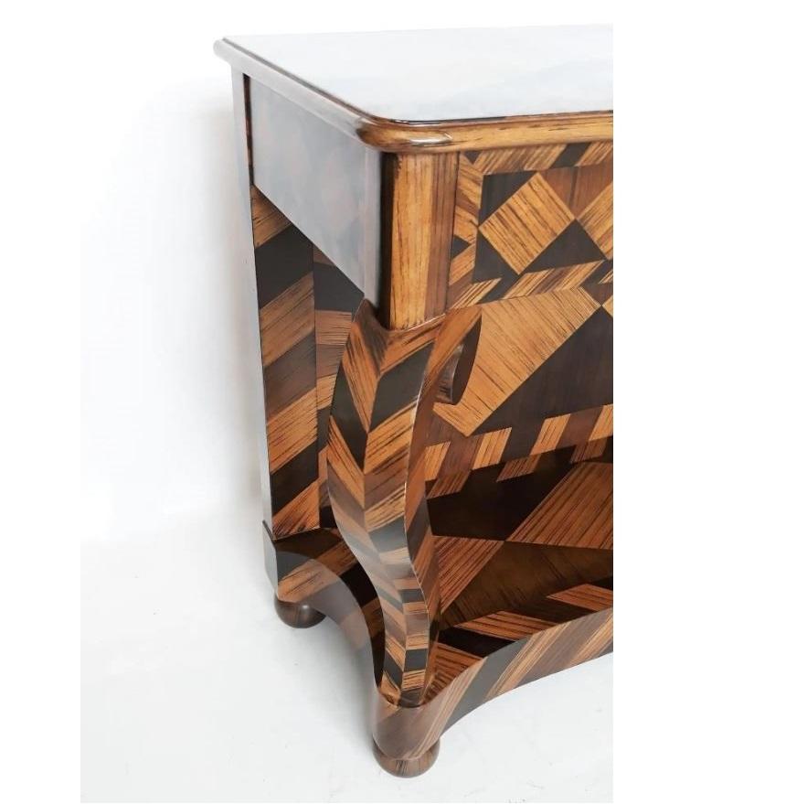Wood Unique Geometric Marquetry Console Table For Sale