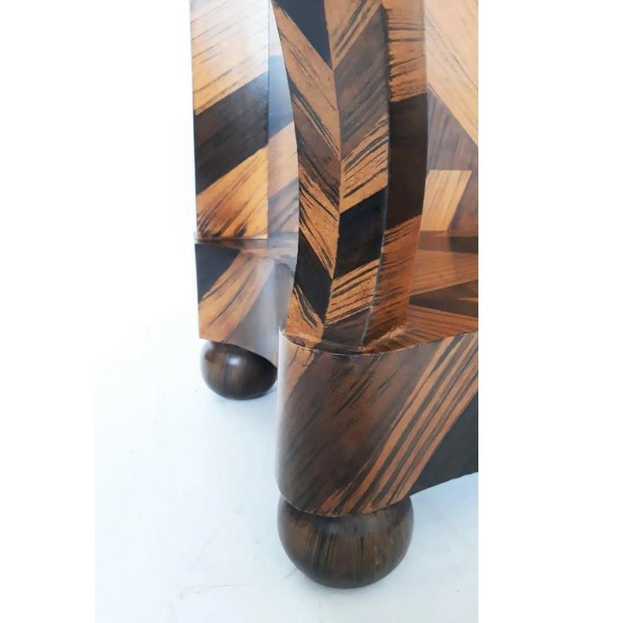 Unique Geometric Marquetry Console Table For Sale 1