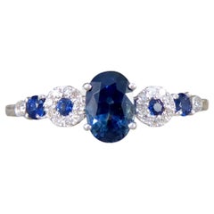 Unique Geometric Sapphire and Diamond Ring in 18ct White Gold