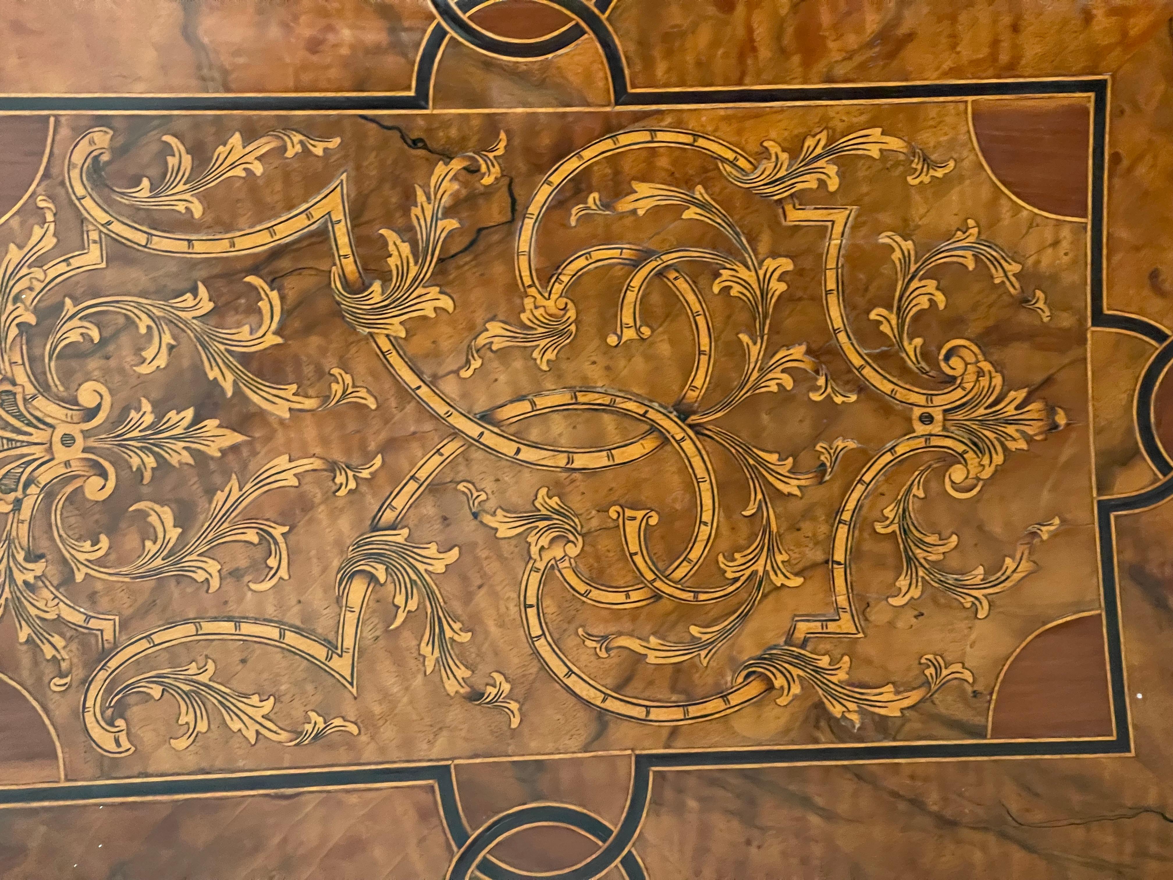 Unique German Antique Secretaire with Chair Rich Inlay For Sale 15