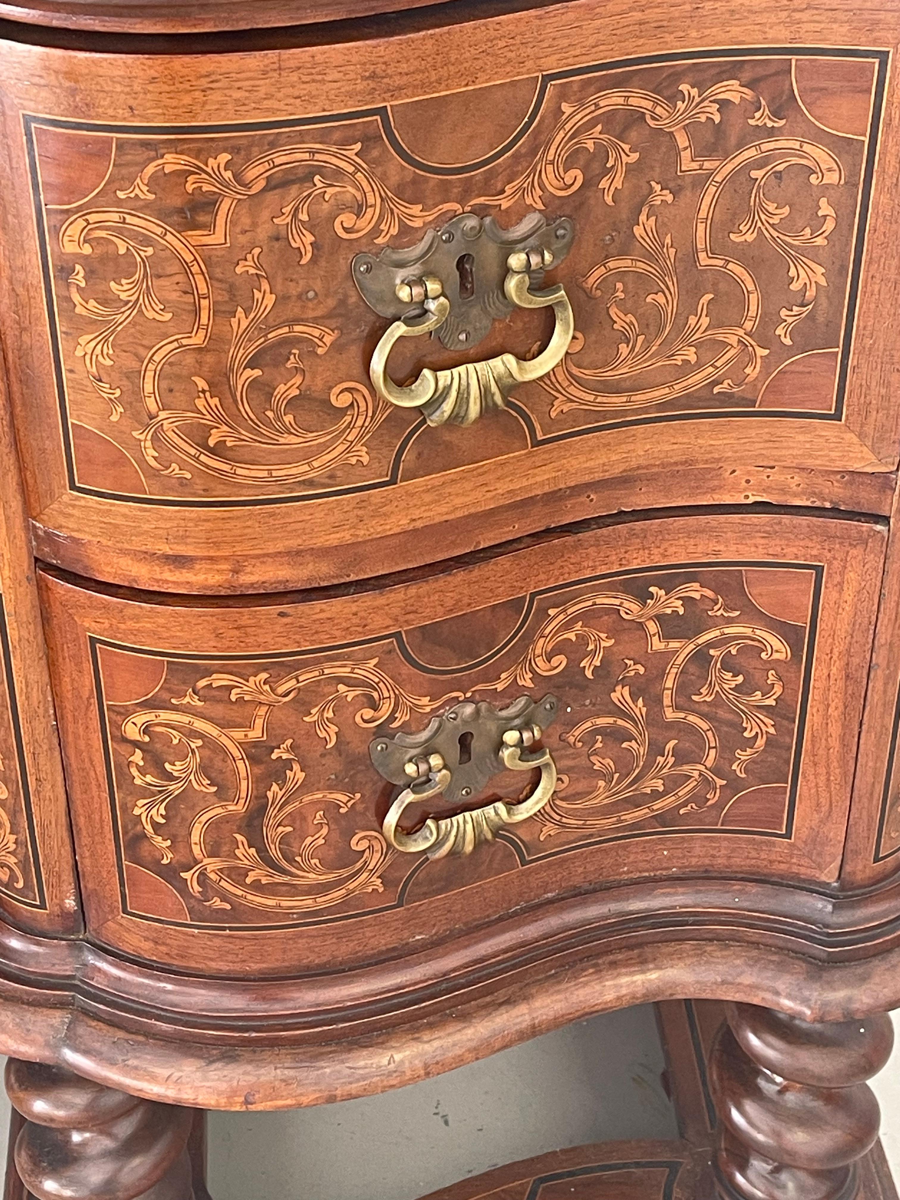 Unique German Antique Secretaire with Chair Rich Inlay For Sale 1