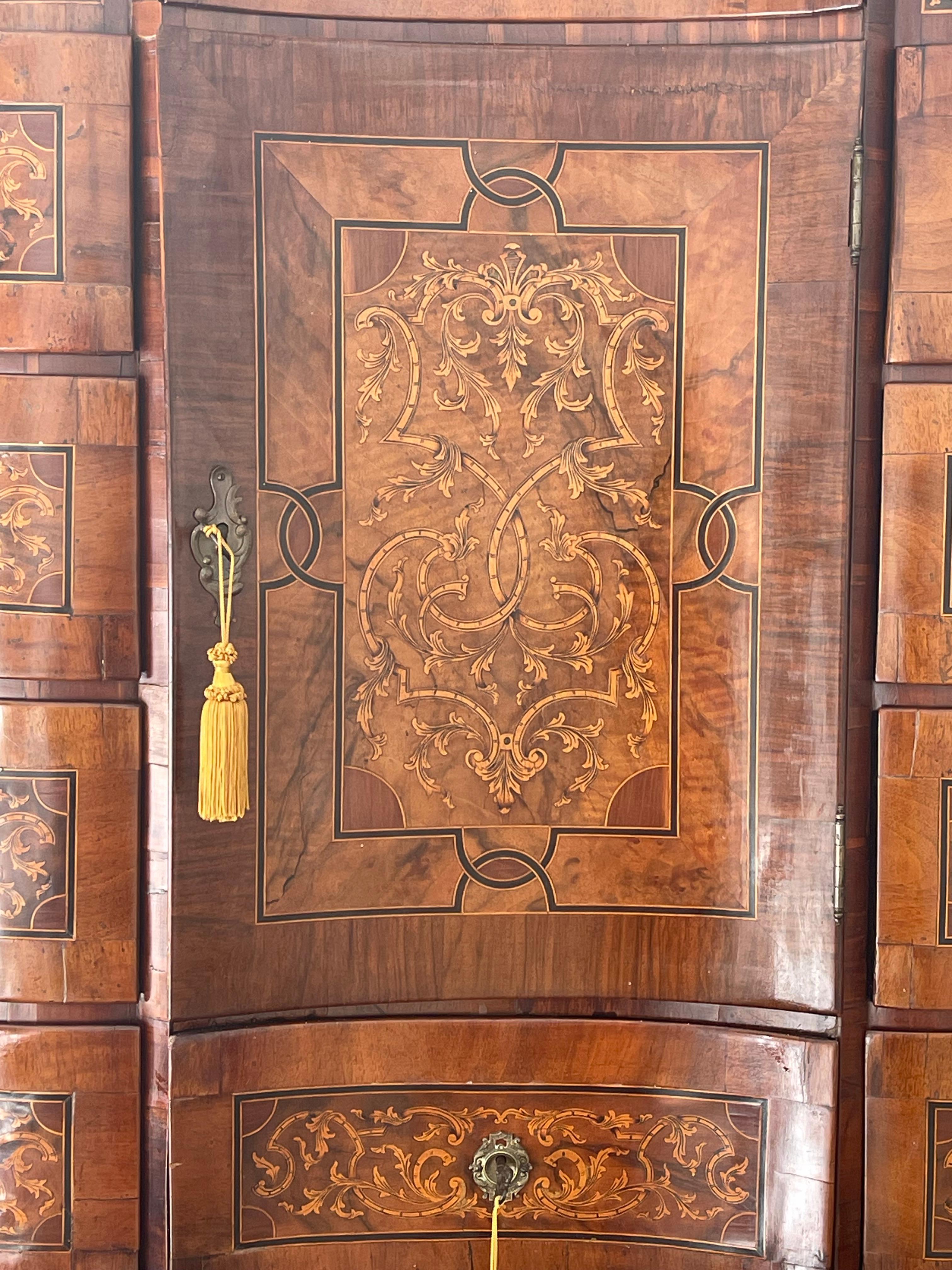 Unique German Antique Secretaire with Chair Rich Inlay For Sale 2