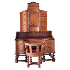 Secretaire antico e unico di Rich German con intarsio di sedie