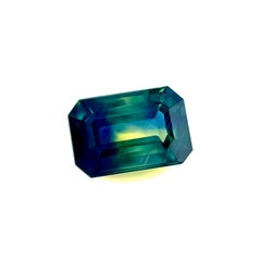 Unique GIA Certified 1.79ct Sapphire Untreated Yellow Blue Bi Colour Octagon