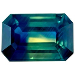 Unique GIA Certified 1.79ct Sapphire Untreated Yellow Blue Bi Colour Octagon