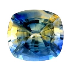 Unique GIA Certified Ceylon Sapphire 1.26ct Bi Colour Yellow Blue Cushion Cut
