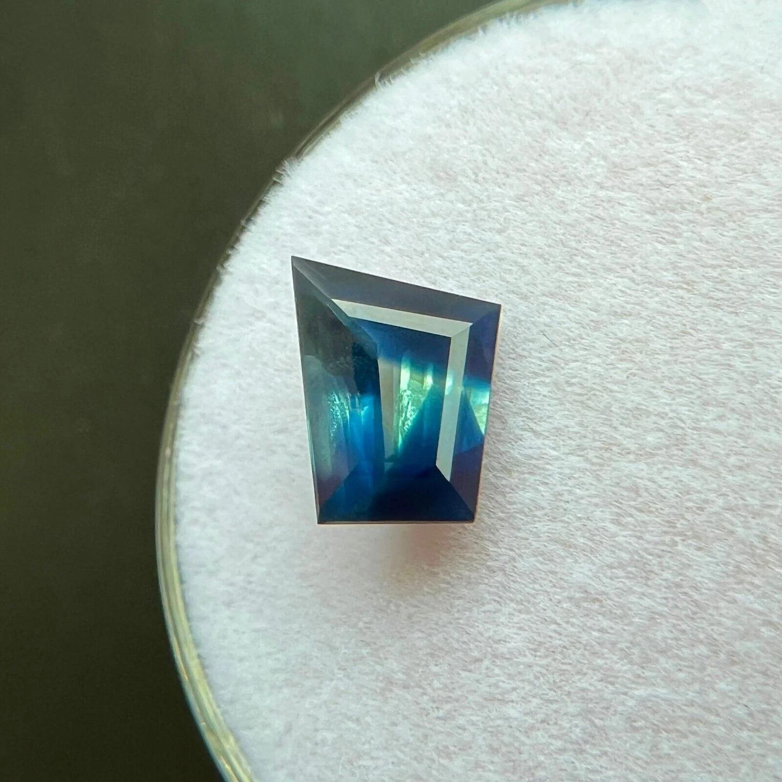 Einzigartige GIA zertifiziert natürlichen 1,49ct Bi Farbe Saphir Thai Edelstein 7,6x6mm für Damen oder Herren im Angebot