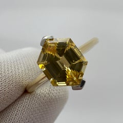 Unique GIA Certified Untreated Yellow Ceylon Sapphire Fancy Hexagonal 18k Ring