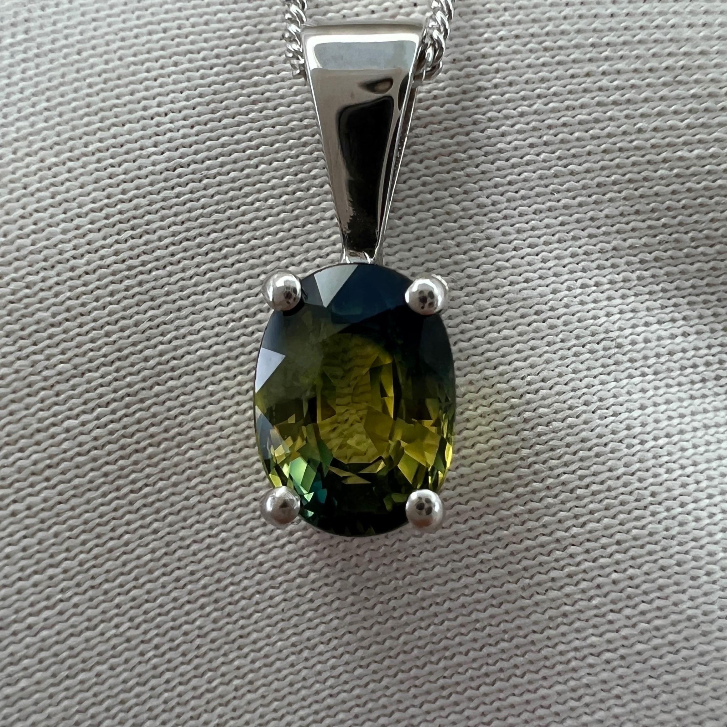 Women's or Men's Unique GIA Untreated Australian Parti Bi Colour Sapphire 18k White Gold Pendant