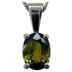 Pendentif unique en or blanc 18 carats avec saphir bicolore partiel australien non traité, certifié GIA