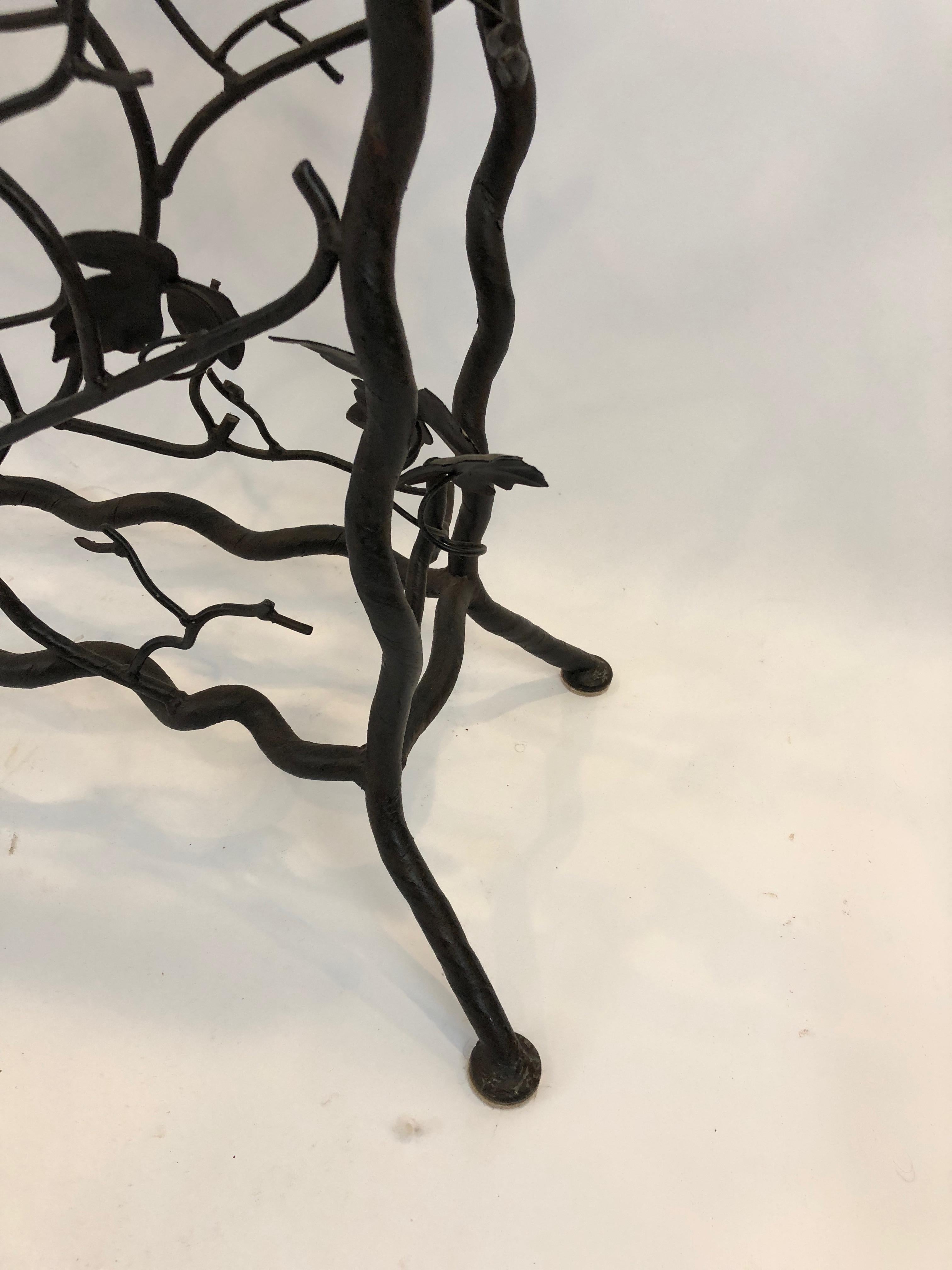 American Unique Giacometti Style Iron Grapevine Motif Console Table and Wine Rack