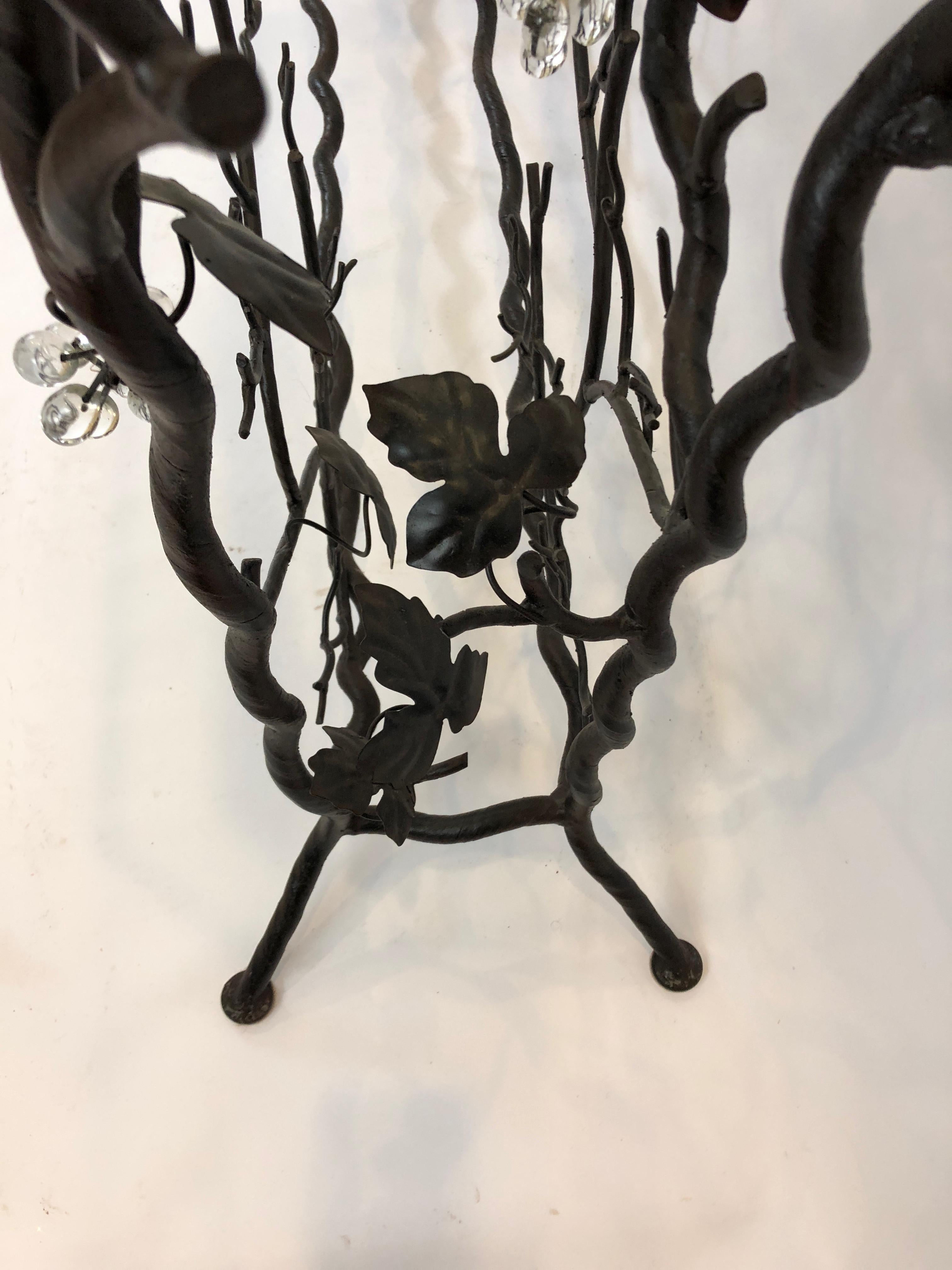 Late 20th Century Unique Giacometti Style Iron Grapevine Motif Console Table and Wine Rack