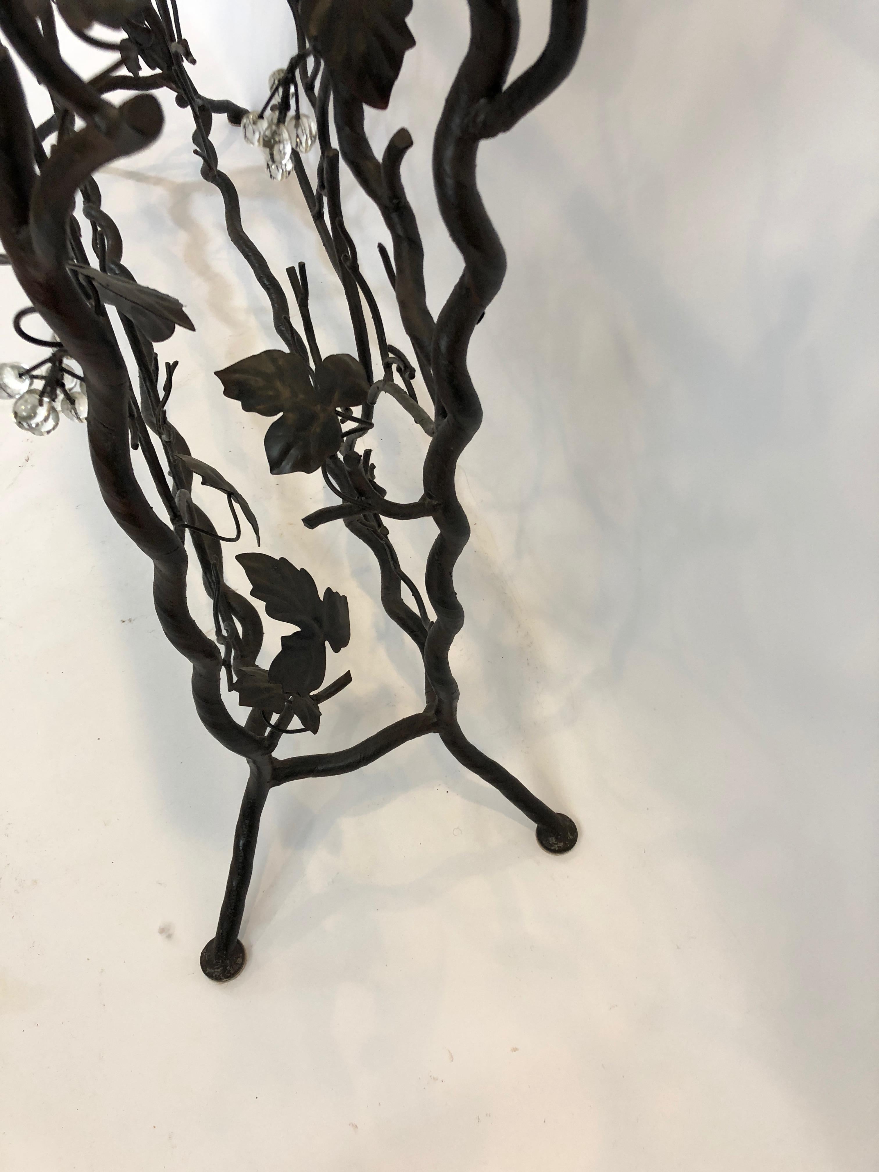 Unique Giacometti Style Iron Grapevine Motif Console Table and Wine Rack 1