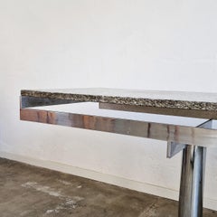 Unique Giandomenico Belotti Architectural Table in Chrome and Stone, Italy 1960