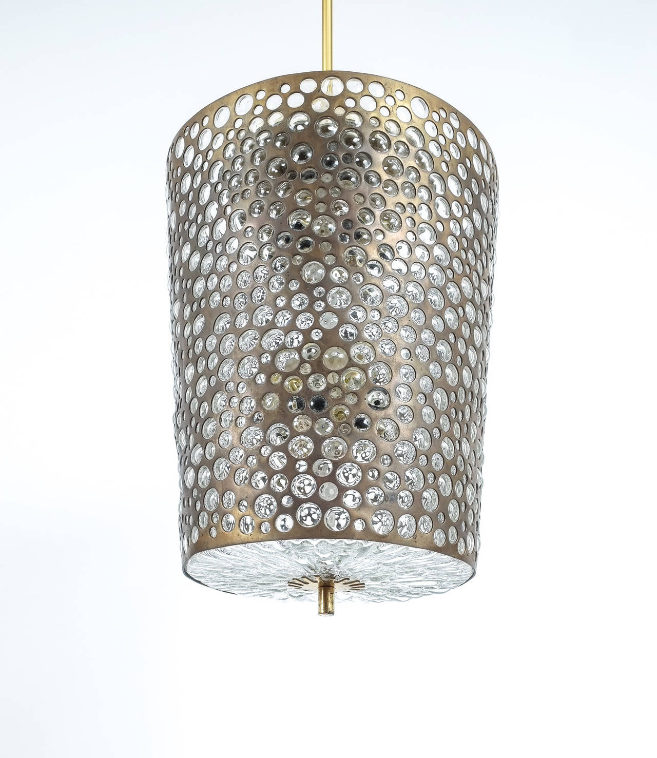 Unique Giant Bronze and Glass Pendant Lamp Chandelier by Limburg, circa 1960 In Good Condition In Vienna, AT