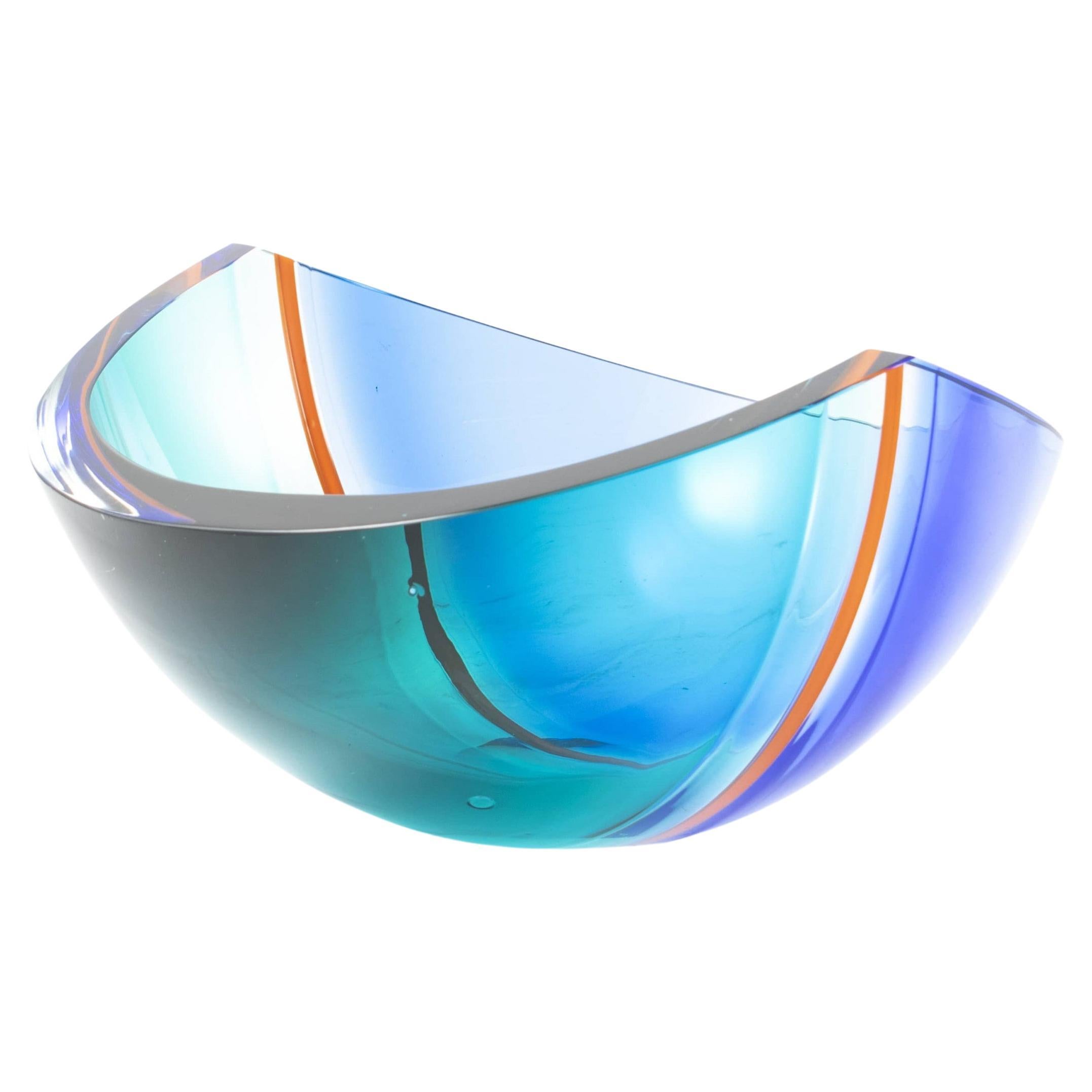 Bol en verre unique par Sidse Werner pour Holmegaard, Danemark, C.C. 1970 en vente