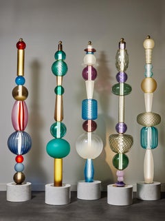 Unique Glass Totem Floor Lamps by Glustin Luminaires