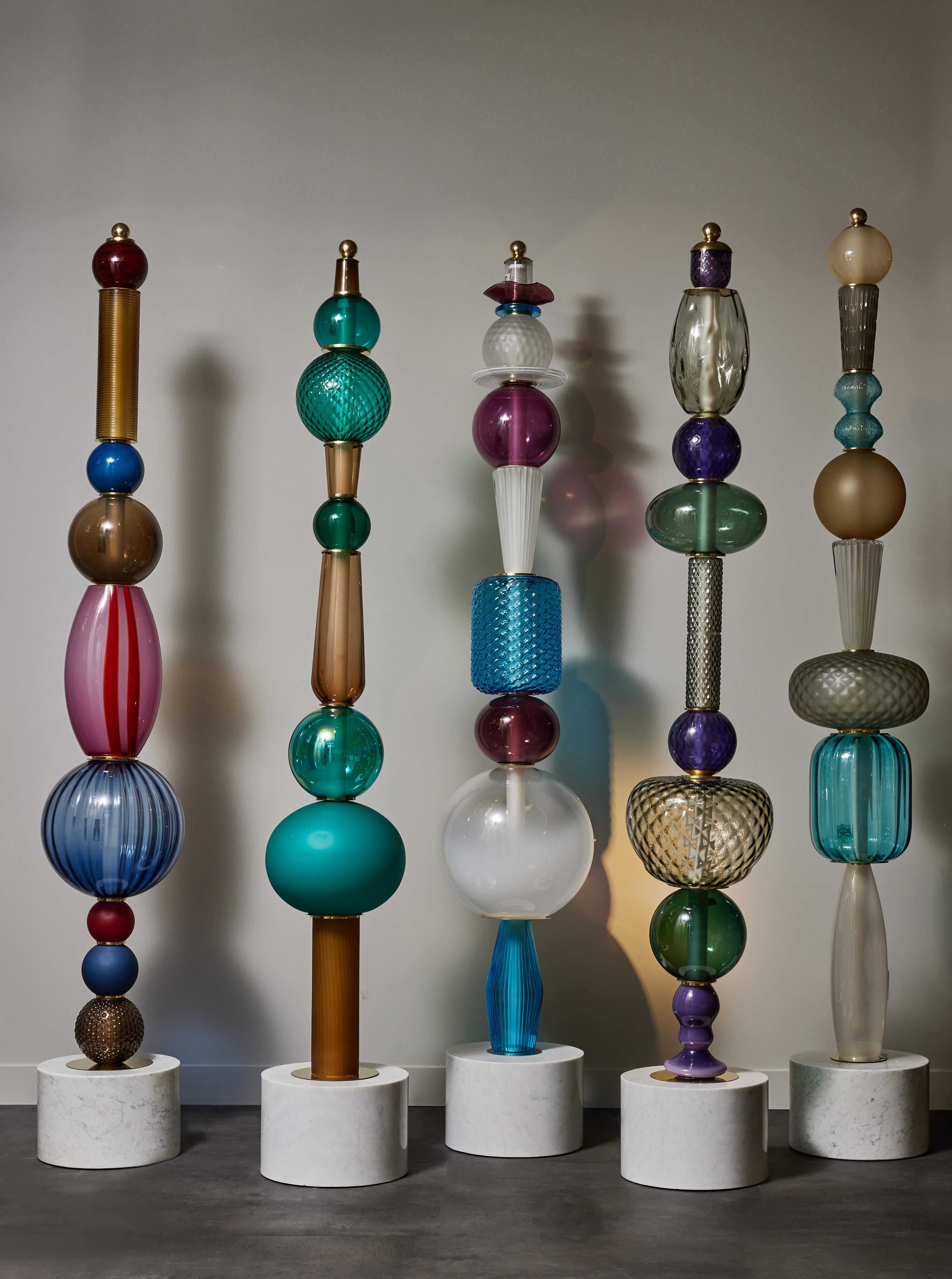 Modern Unique Glass Totem Floor Lamps by Glustin Luminaires For Sale