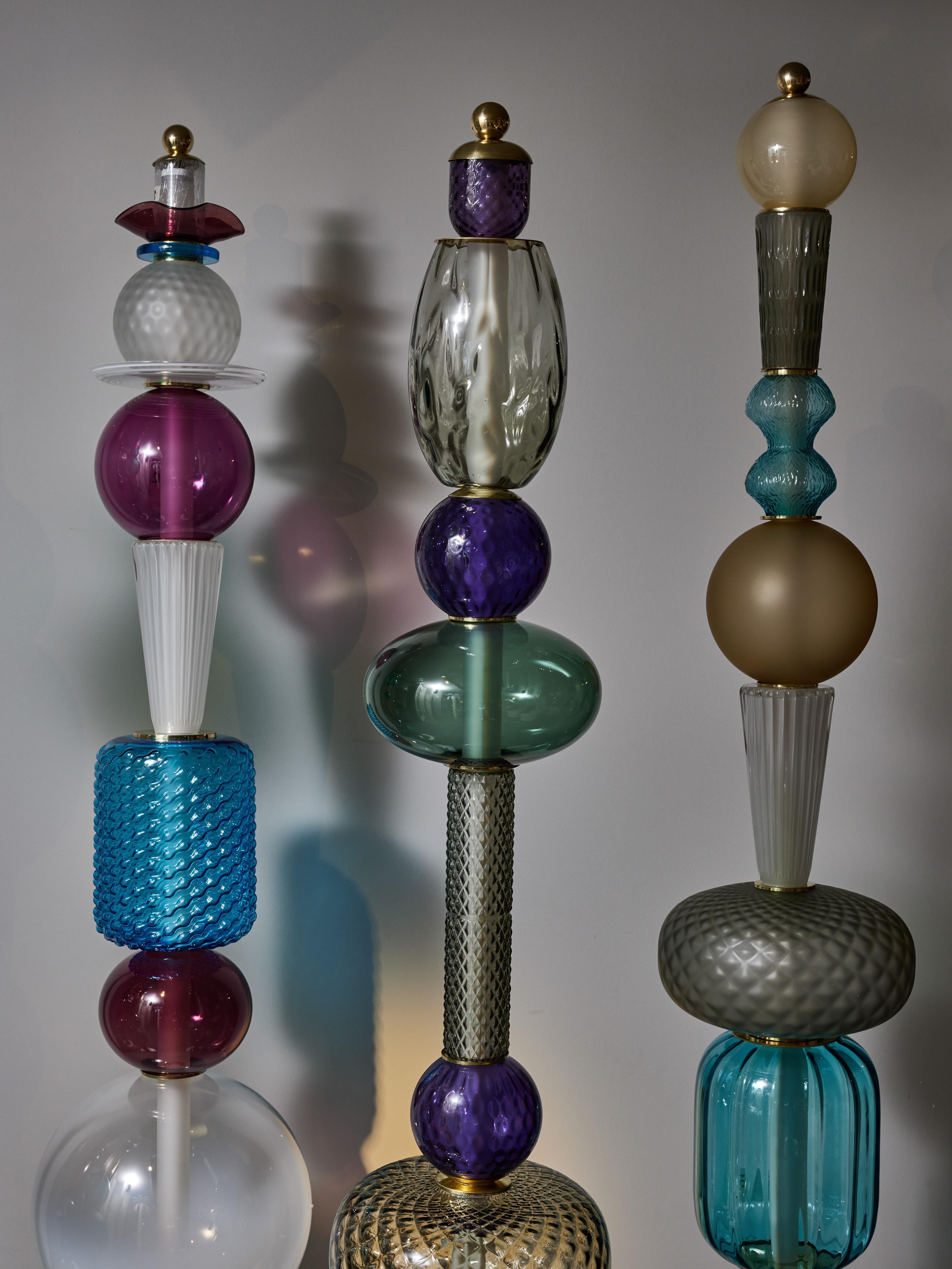 Italian Unique Glass Totem Floor Lamps by Glustin Luminaires For Sale