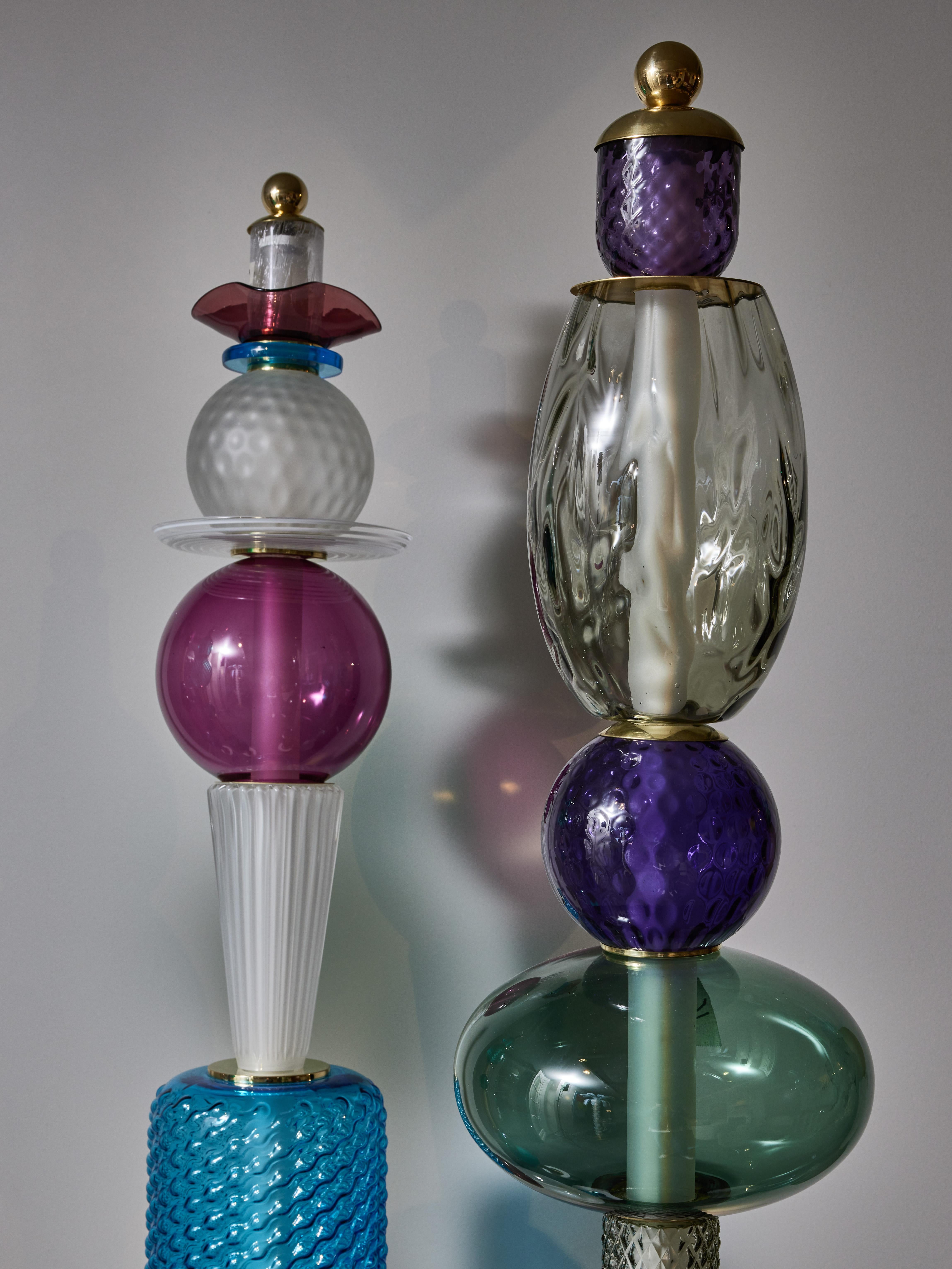 Unique Glass Totem Floor Lamps by Glustin Luminaires In New Condition For Sale In Saint-Ouen, IDF